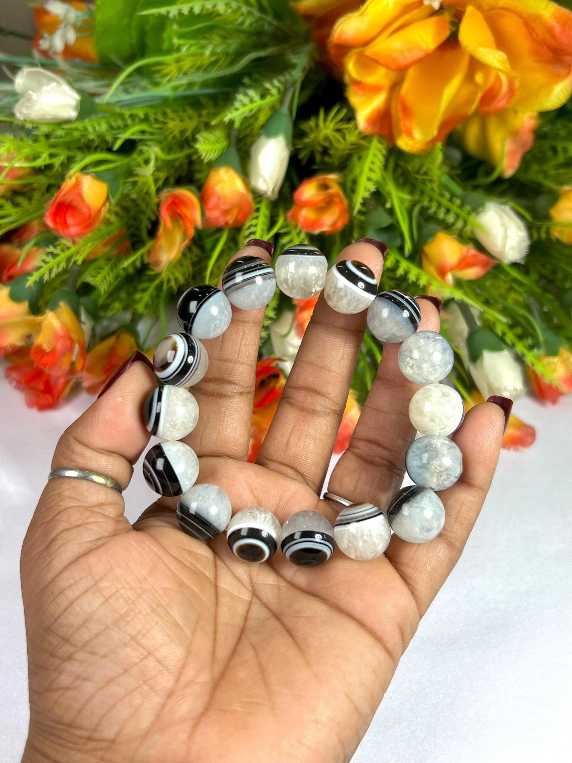 14 MM Gobi Agate Stone Eye Bracelet l Stretchable Bracelet l Unisex Bracelet