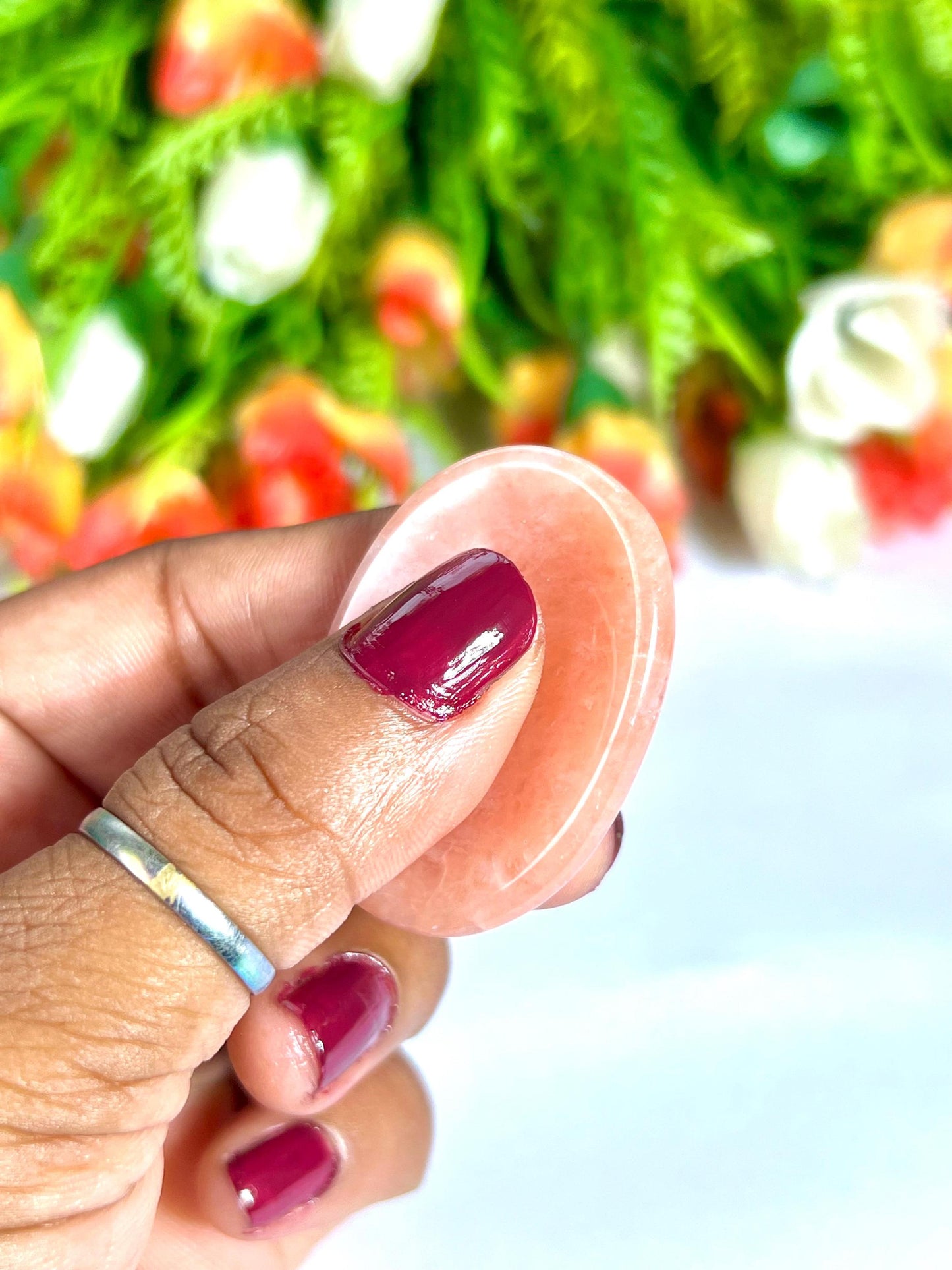 Pink Aventurine Stone Worry Stone – Crystal Worry Stone – Pocket Stone – Healing Crystal - 4cmx3cm Thumb Stone One (1) Piece