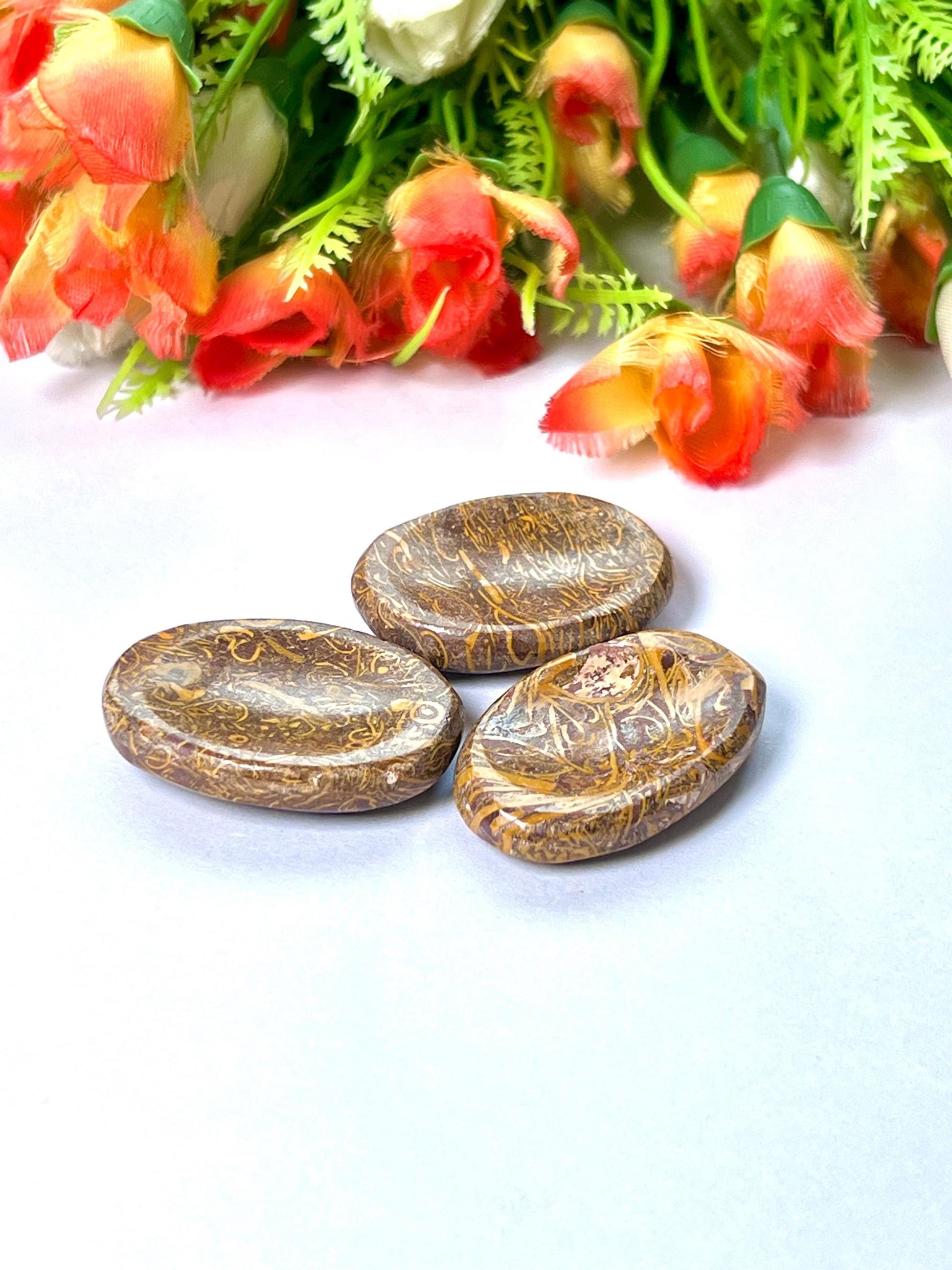 Calligraphy Jasper / Mariyam Jasper Stone Worry Stone – Pocket Stone – Healing Crystal - 4cmx3cm Thumb Stone One (1) Piece