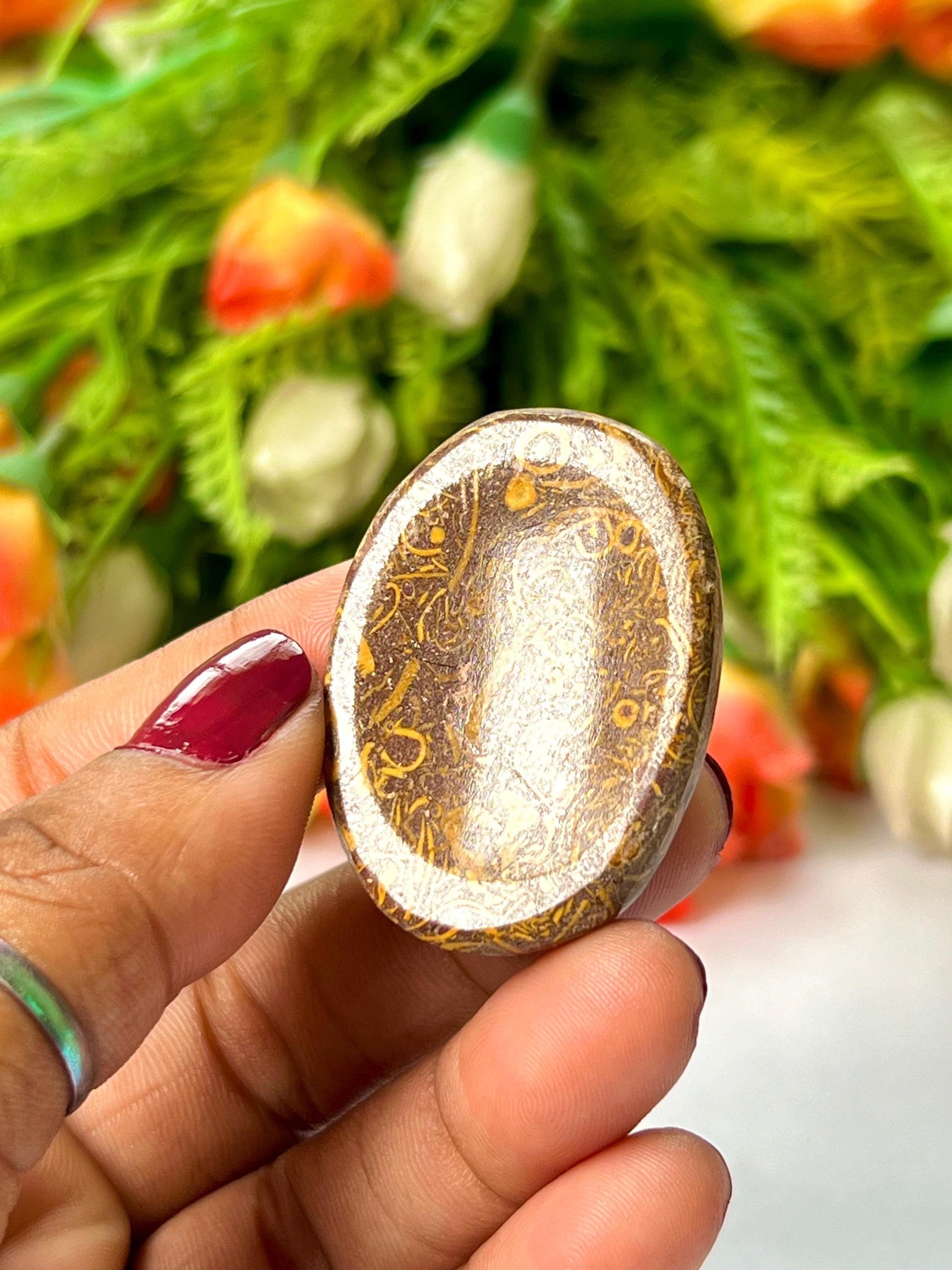Calligraphy Jasper / Mariyam Jasper Stone Worry Stone – Pocket Stone – Healing Crystal - 4cmx3cm Thumb Stone One (1) Piece