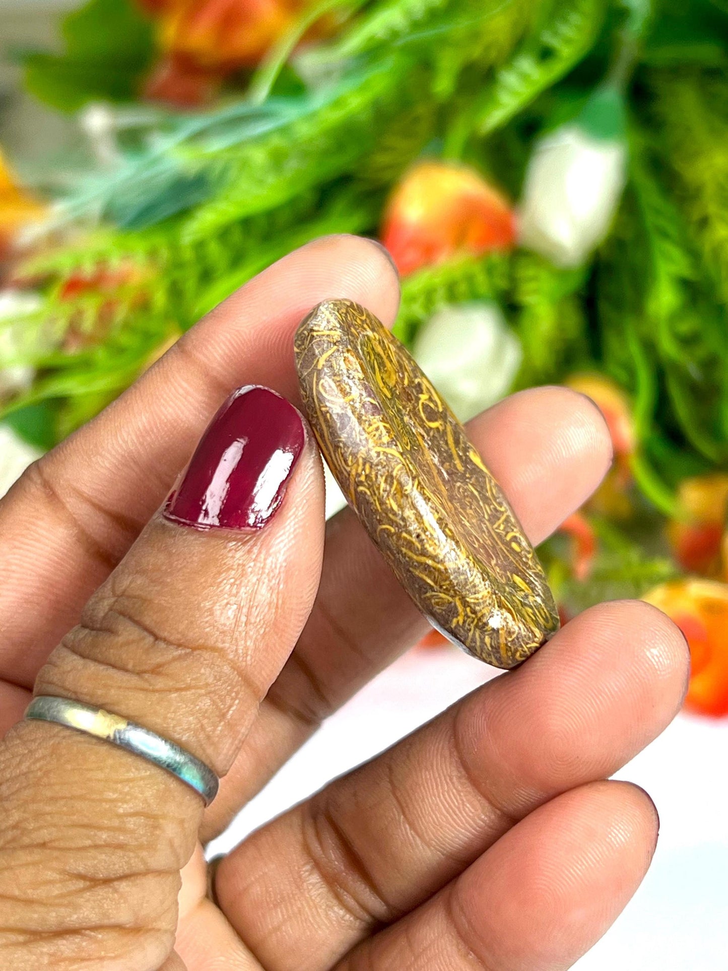 Calligraphy Jasper / Mariyam Jasper Stone Worry Stone – Pocket Stone – Healing Crystal - 4cmx3cm Thumb Stone One (1) Piece