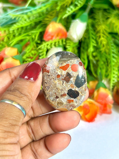 Conglomerate Jasper Stone Worry Stone – Crystal Worry Stone – Pocket Stone – Healing Crystal - 4cmx3cm Thumb Stone One (1) Piece