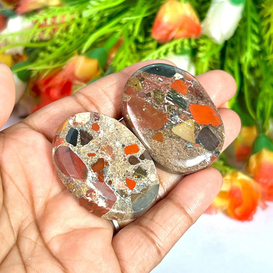 Conglomerate Jasper Stone Worry Stone – Crystal Worry Stone – Pocket Stone – Healing Crystal - 4cmx3cm Thumb Stone One (1) Piece