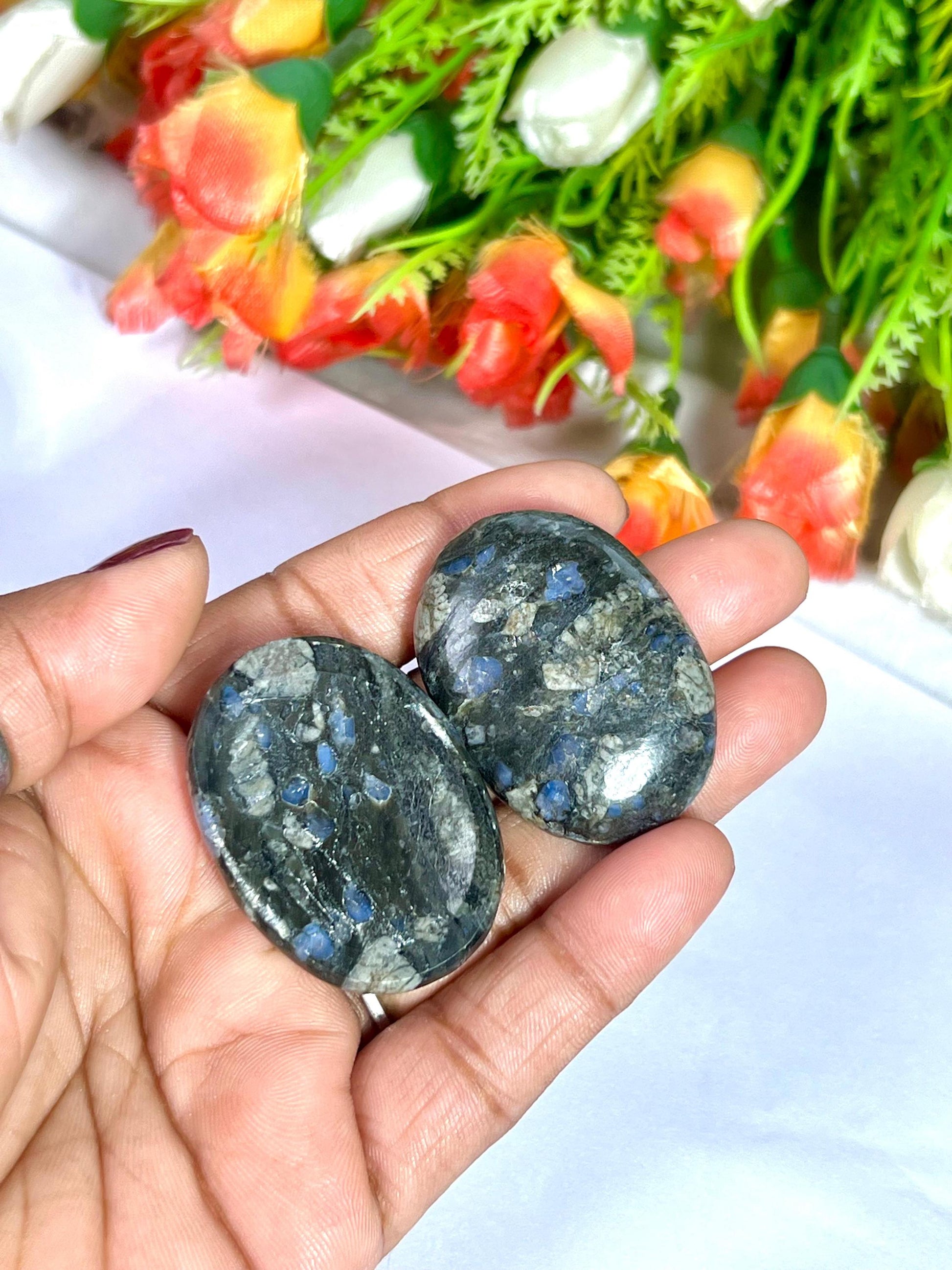 Blue Liberite Stone / Que Sera Stone Worry Stone – Crystal Worry Stone – Pocket Stone – Healing Crystal - 4cmx3cm Thumb Stone One (1) Piece