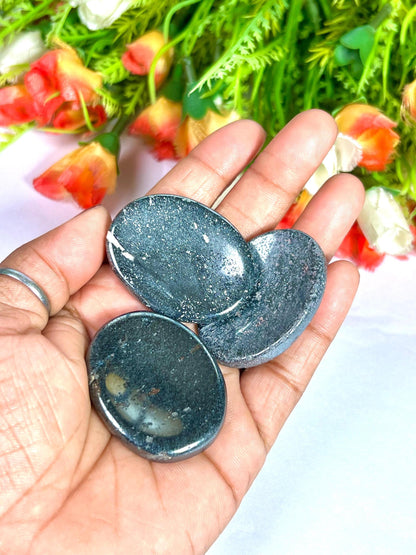 Hematite Stone Worry Stone – Crystal Worry Stone – Pocket Stone – Healing Crystal - 4cmx3cm Thumb Stone One (1) Piece