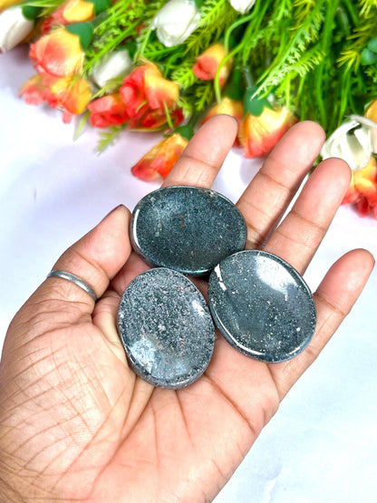 Hematite Stone Worry Stone – Crystal Worry Stone – Pocket Stone – Healing Crystal - 4cmx3cm Thumb Stone One (1) Piece