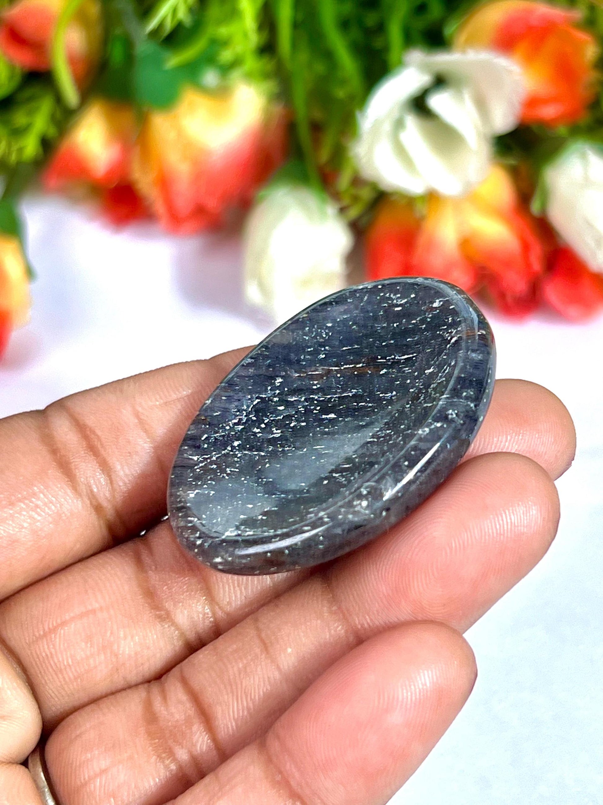 Blue Aventurine Stone Worry Stone – Crystal Worry Stone – Pocket Stone – Healing Crystal - 4cmx3cm Thumb Stone One (1) Piece