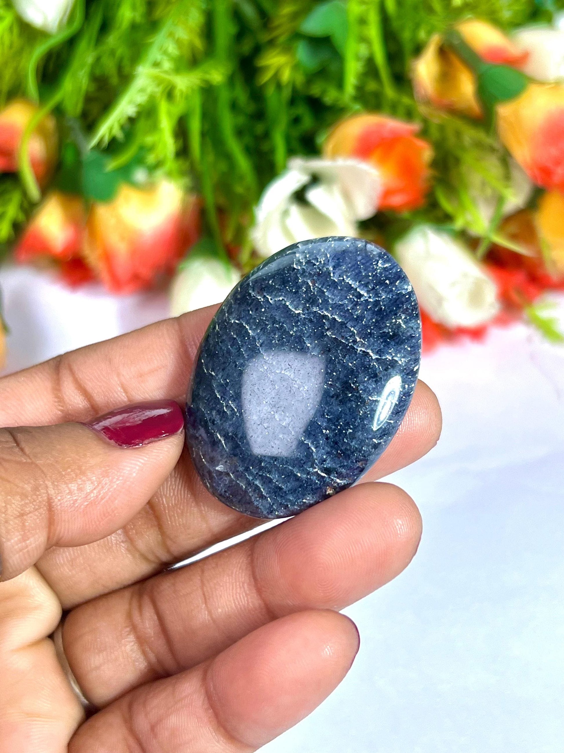 Blue Aventurine Stone Worry Stone – Crystal Worry Stone – Pocket Stone – Healing Crystal - 4cmx3cm Thumb Stone One (1) Piece