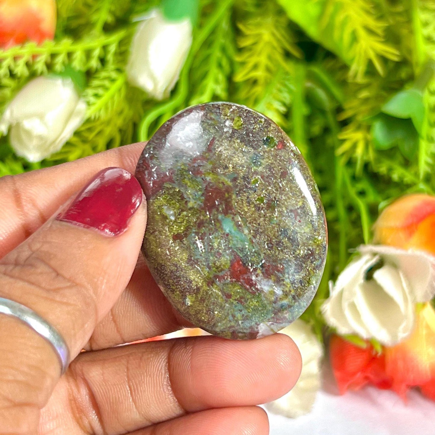 Dragon Blood Stone Worry Stone – Crystal Worry Stone – Pocket Stone – Healing Crystal - 4cmx3cm Thumb Stone One (1) Piece