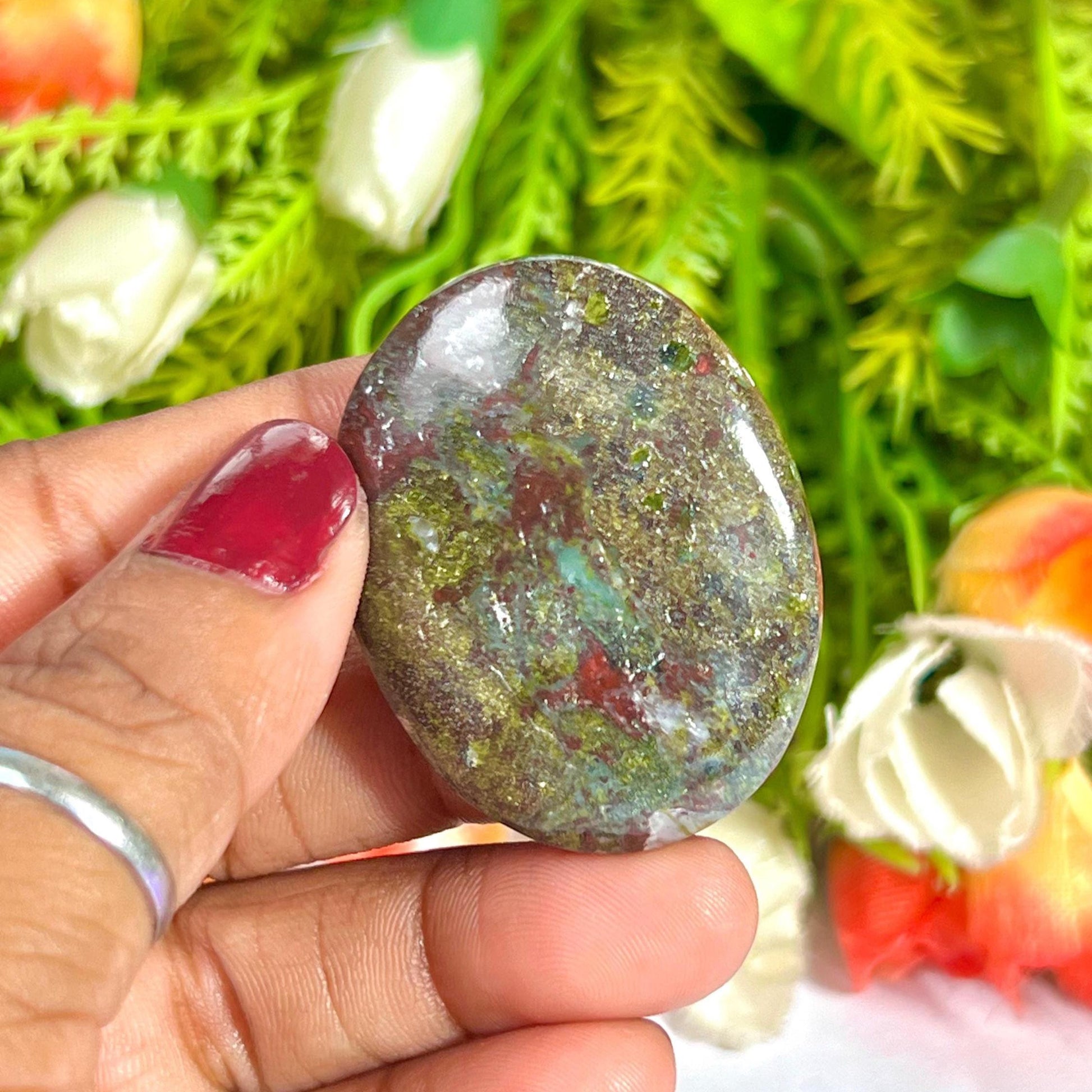 Dragon Blood Stone Worry Stone – Crystal Worry Stone – Pocket Stone – Healing Crystal - 4cmx3cm Thumb Stone One (1) Piece