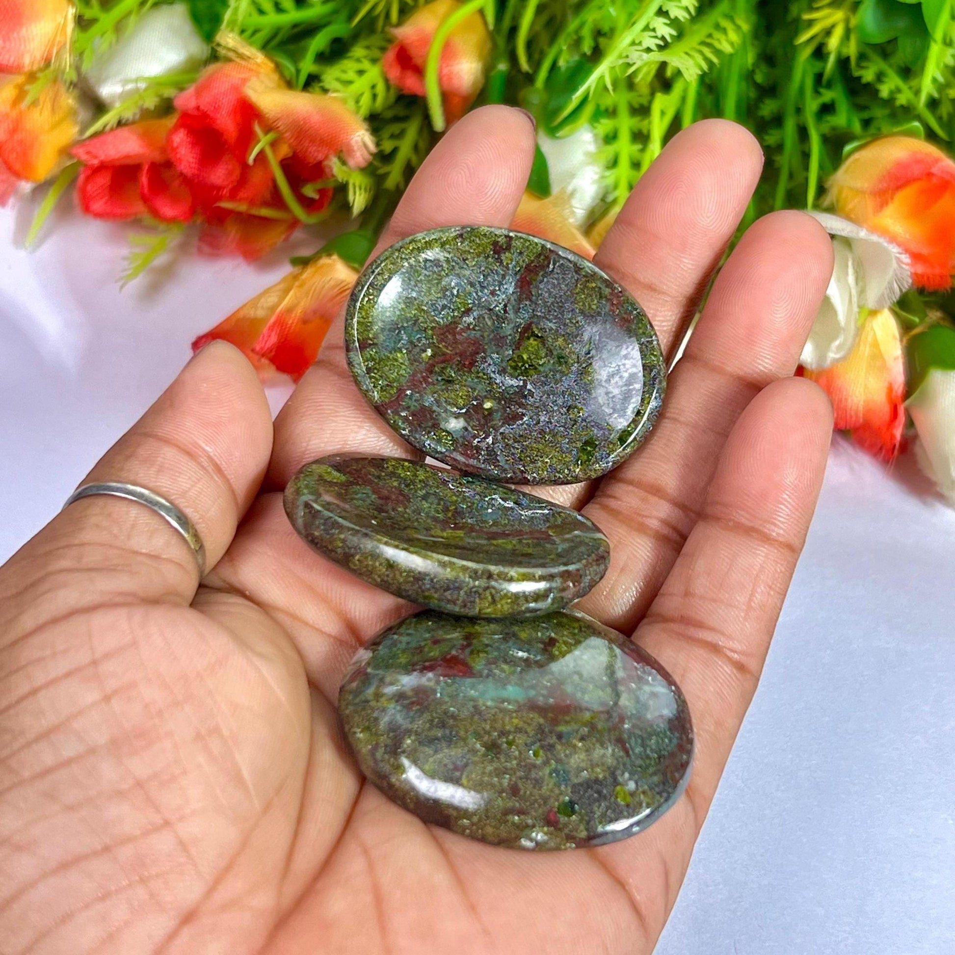 Dragon Blood Stone Worry Stone – Crystal Worry Stone – Pocket Stone – Healing Crystal - 4cmx3cm Thumb Stone One (1) Piece