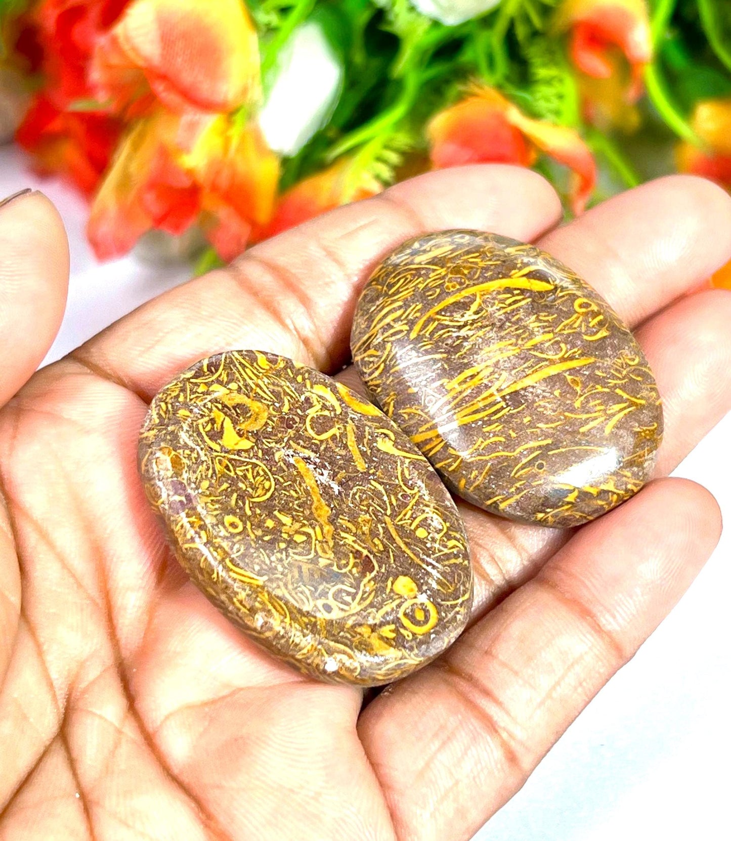 Calligraphy Jasper / Mariyam Jasper Stone Worry Stone – Pocket Stone – Healing Crystal - 4cmx3cm Thumb Stone One (1) Piece