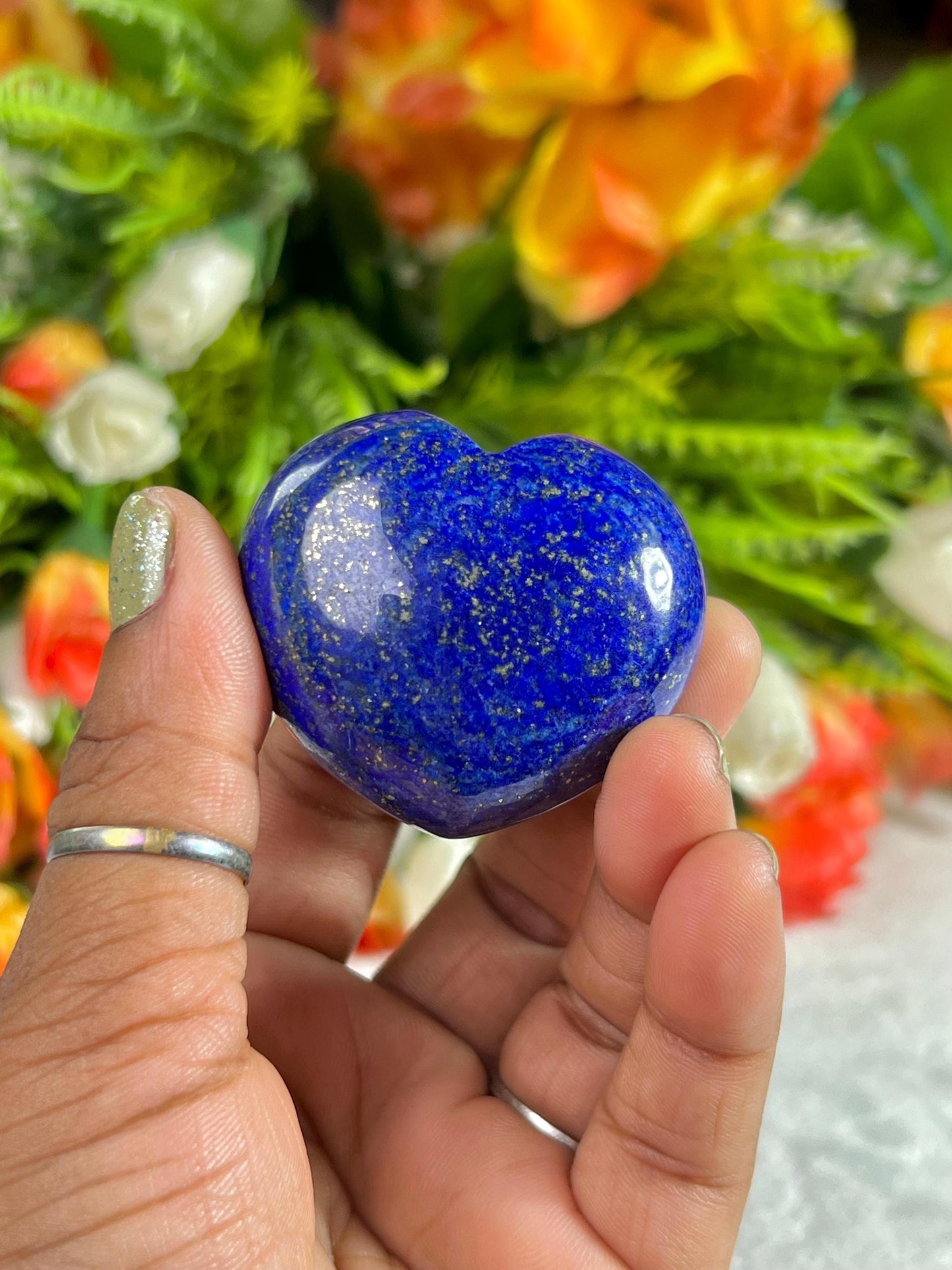 Lapis Lazuli Stone Puffy Heart Stone Crystal Reiki Energy