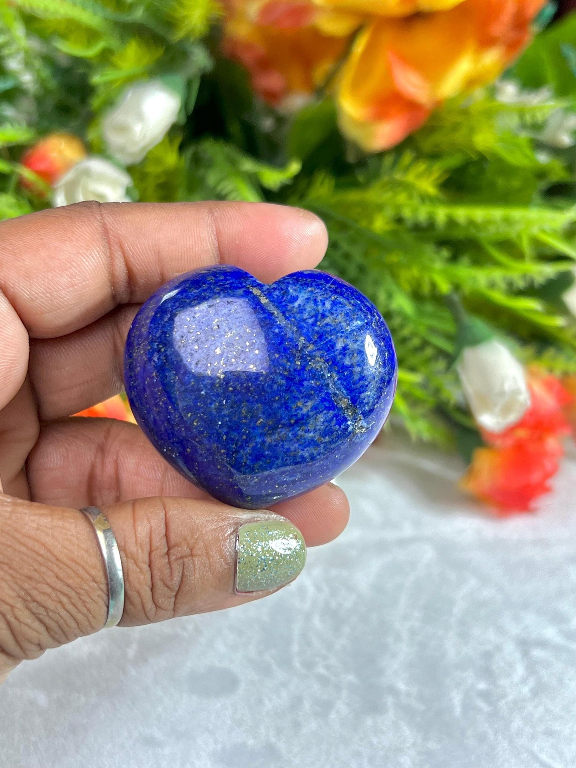 Lapis Lazuli Stone Puffy Heart Stone Crystal Reiki Energy
