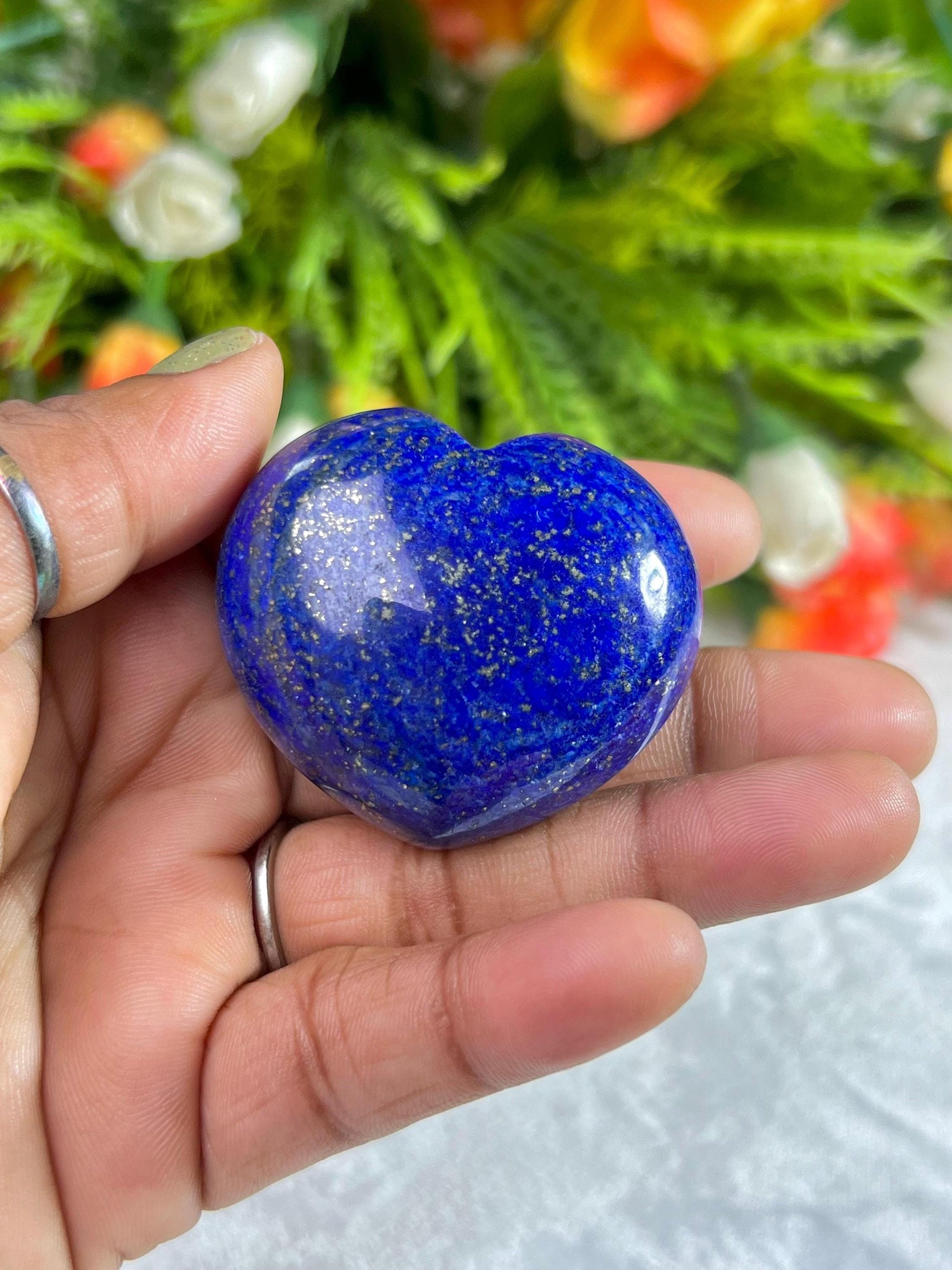 Lapis Lazuli Stone Puffy Heart Stone Crystal Reiki Energy