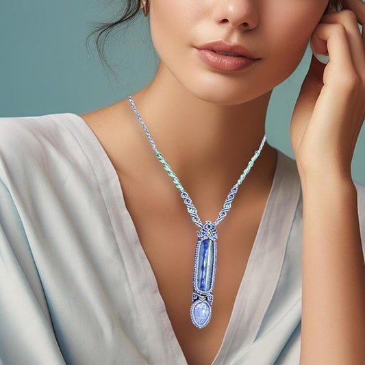 Beautiful Blue Kyanite Stone Necklace