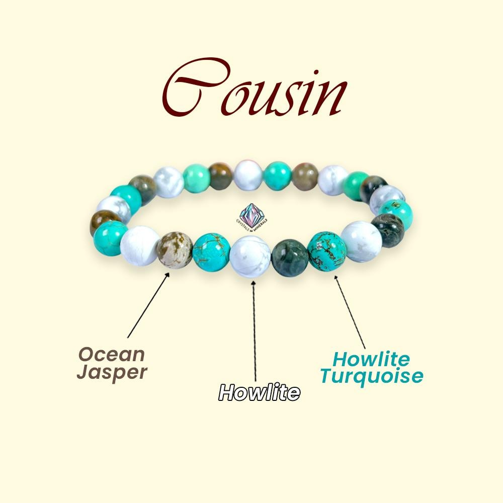 For Cousin Bracelet l Ocean Jasper , Howlite , Howlite Turquoise Stone  8 MM Beads Bracelet