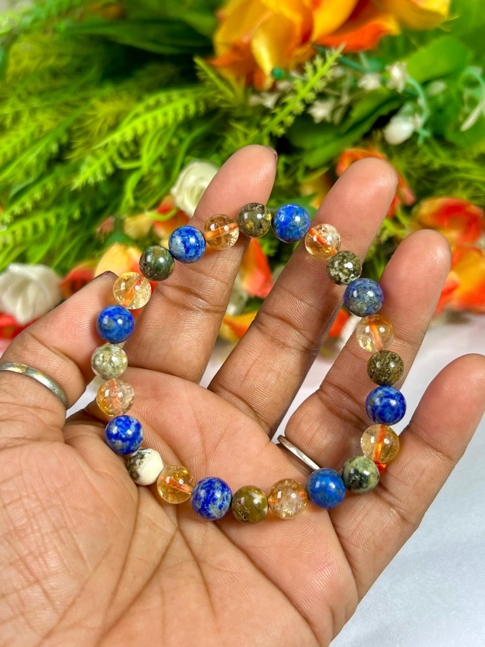 For Friend / Bestie Bracelet l Citrine , Ocean Jasper, Lapis Lazuli Stone 8 MM Beads Bracelet
