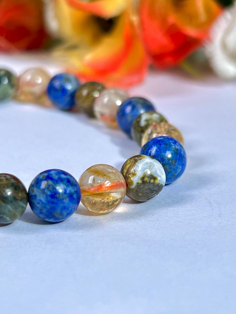 For Friend / Bestie Bracelet l Citrine , Ocean Jasper, Lapis Lazuli Stone 8 MM Beads Bracelet