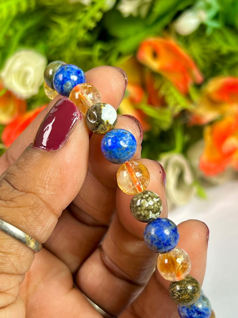 For Friend / Bestie Bracelet l Citrine , Ocean Jasper, Lapis Lazuli Stone 8 MM Beads Bracelet