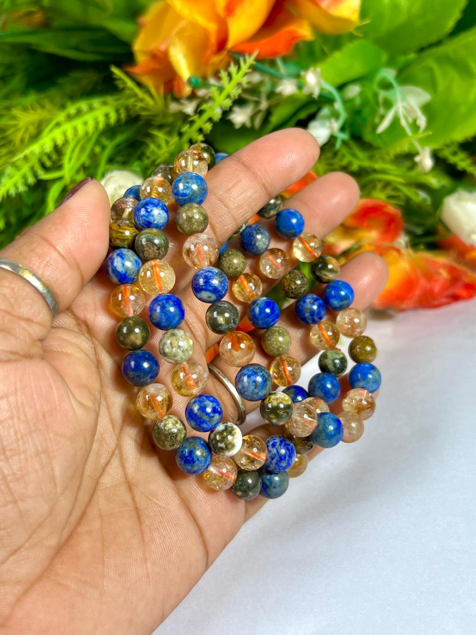 For Friend / Bestie Bracelet l Citrine , Ocean Jasper, Lapis Lazuli Stone 8 MM Beads Bracelet