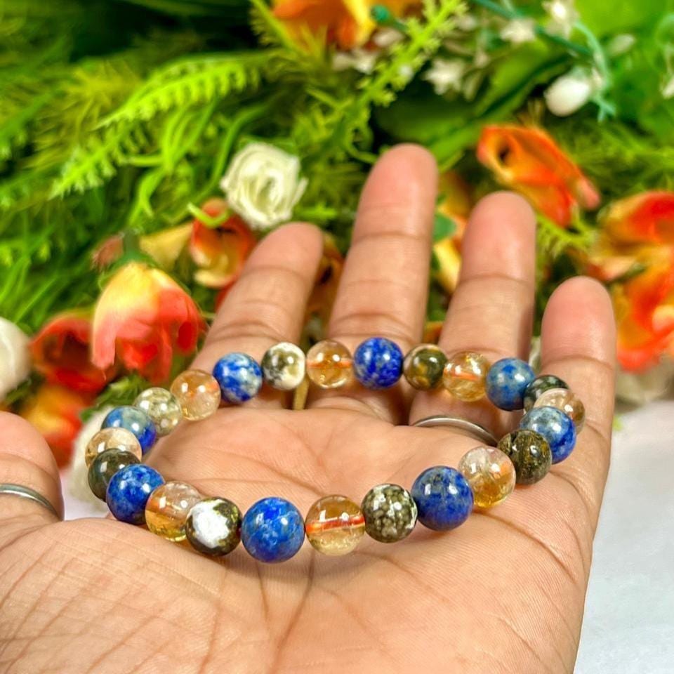 For Friend / Bestie Bracelet l Citrine , Ocean Jasper, Lapis Lazuli Stone 8 MM Beads Bracelet