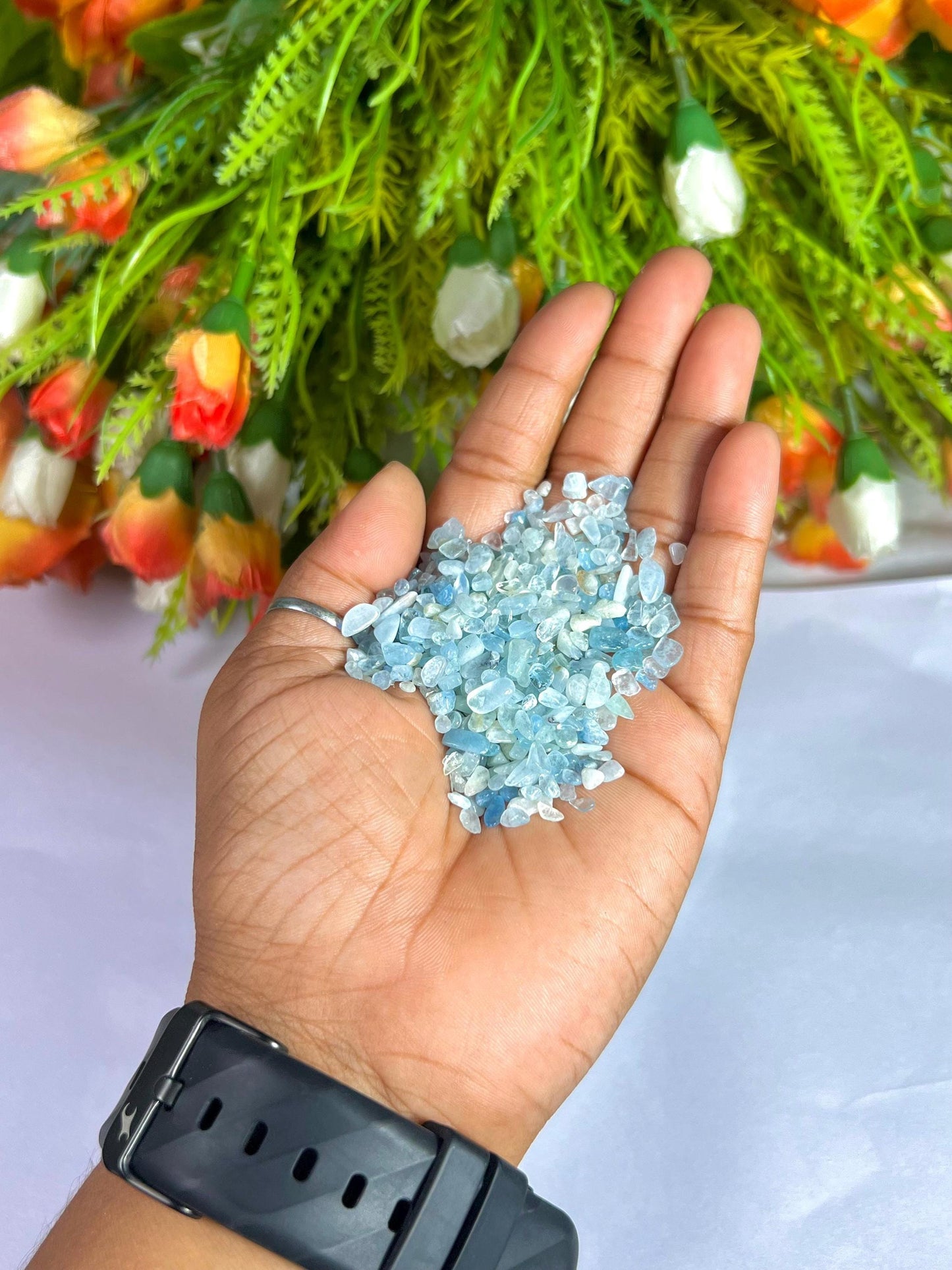 Aquamarine Stone Chips Stone - Spiritual Stone -Healing Crystals in pack Quality AAAAA +++++