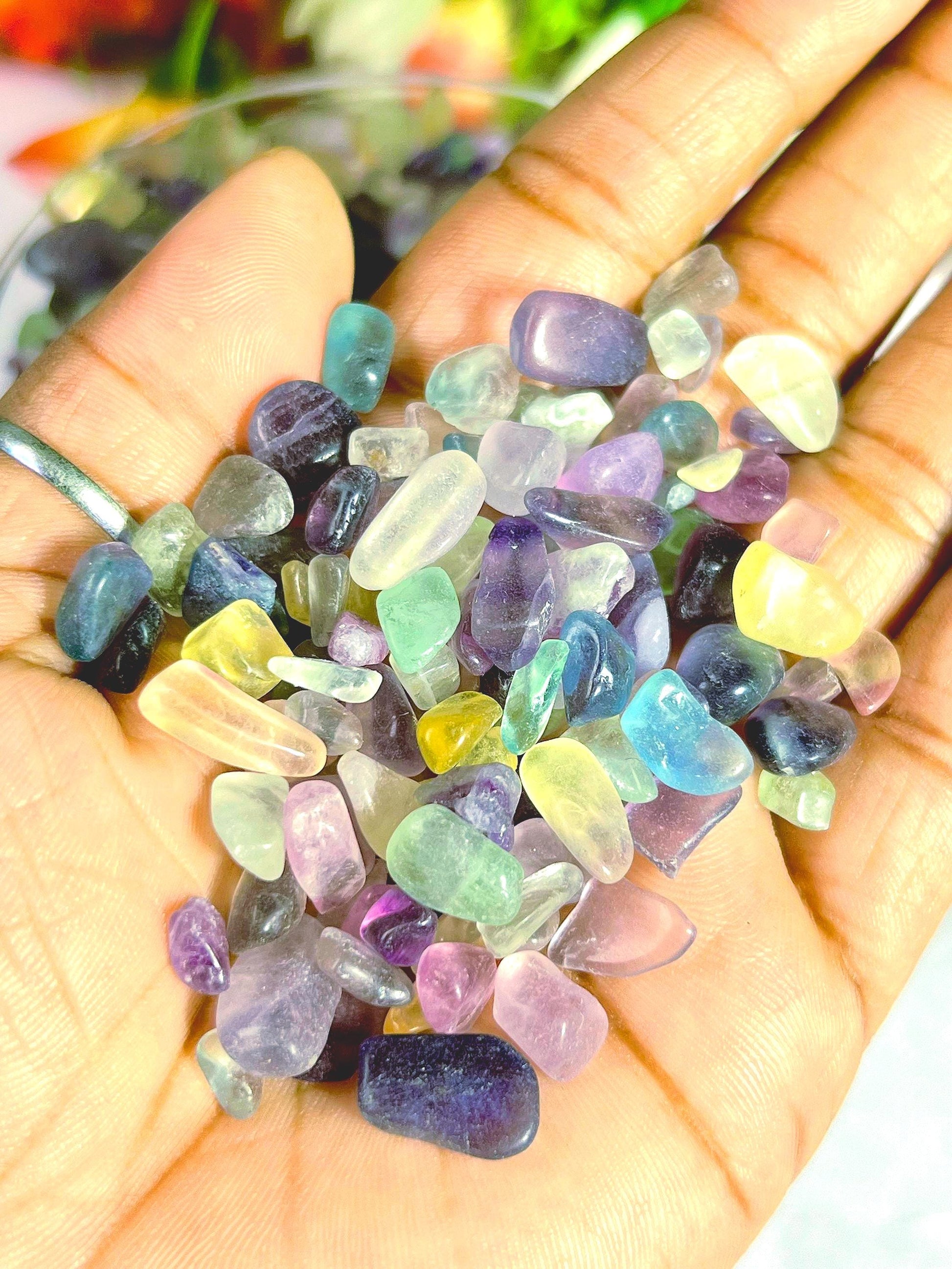 Multi Fluorite Stone Chips Stone - Spiritual Stone -Healing Crystals in pack Quality AAAAA +++++