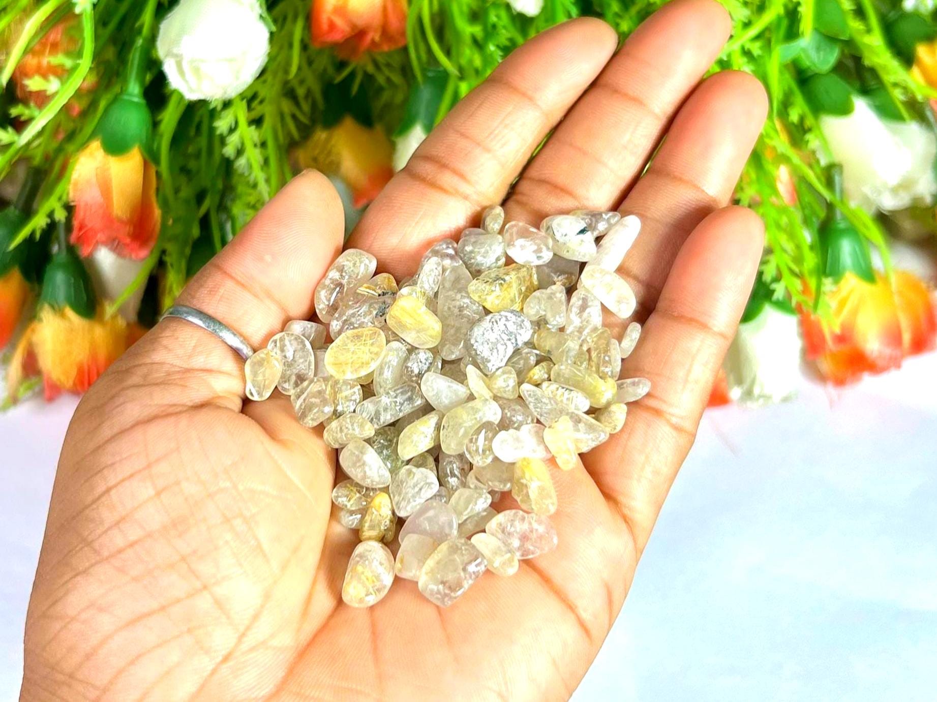 Golden Rutile Stone Chips Stone - Spiritual Stone -Healing Crystals in pack Quality AAAAA +++++