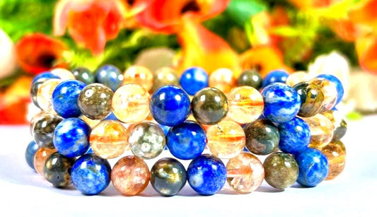 For Friend / Bestie Bracelet l Citrine , Ocean Jasper, Lapis Lazuli Stone 8 MM Beads Bracelet