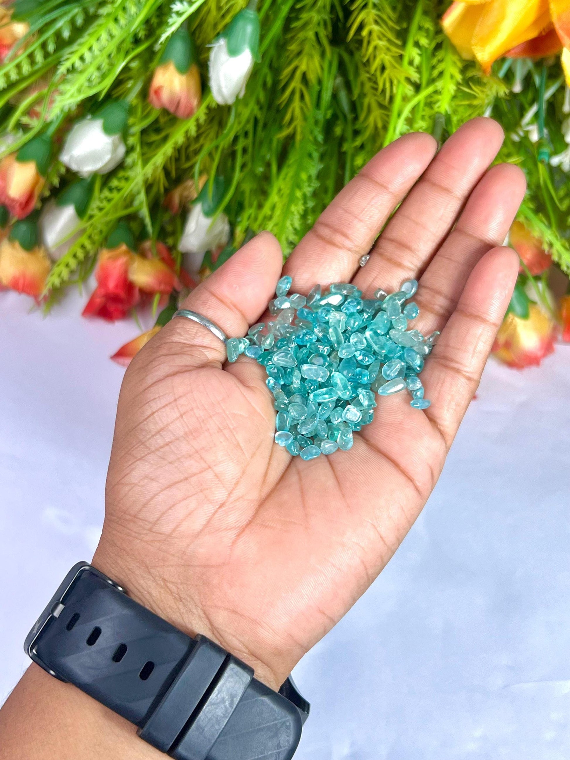 Neon Blue Apatite Stone Chips Stone - Spiritual Stone -Healing Crystals in pack Quality AAAAA +++++