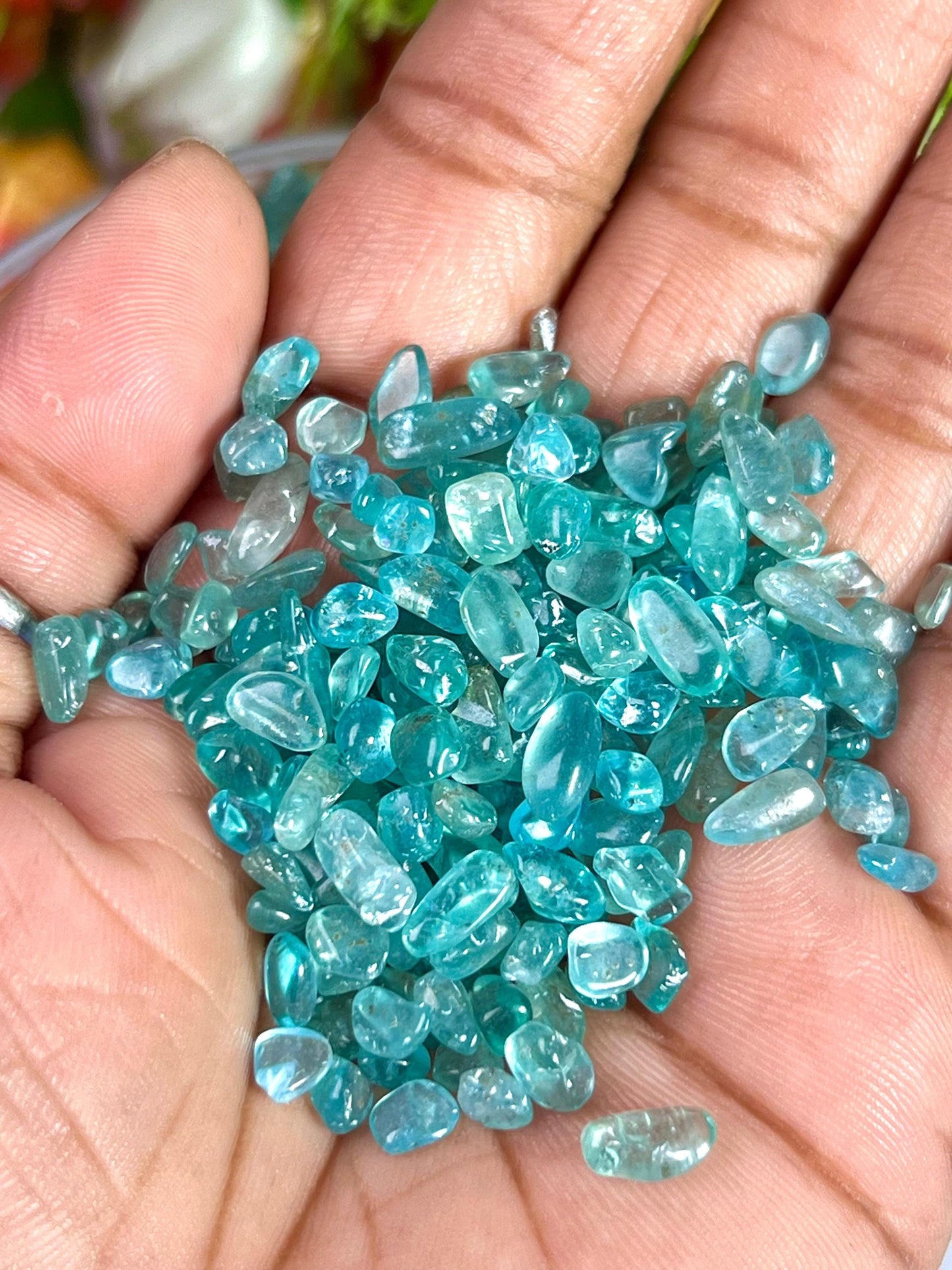 Neon Blue Apatite Stone Chips Stone - Spiritual Stone -Healing Crystals in pack Quality AAAAA +++++