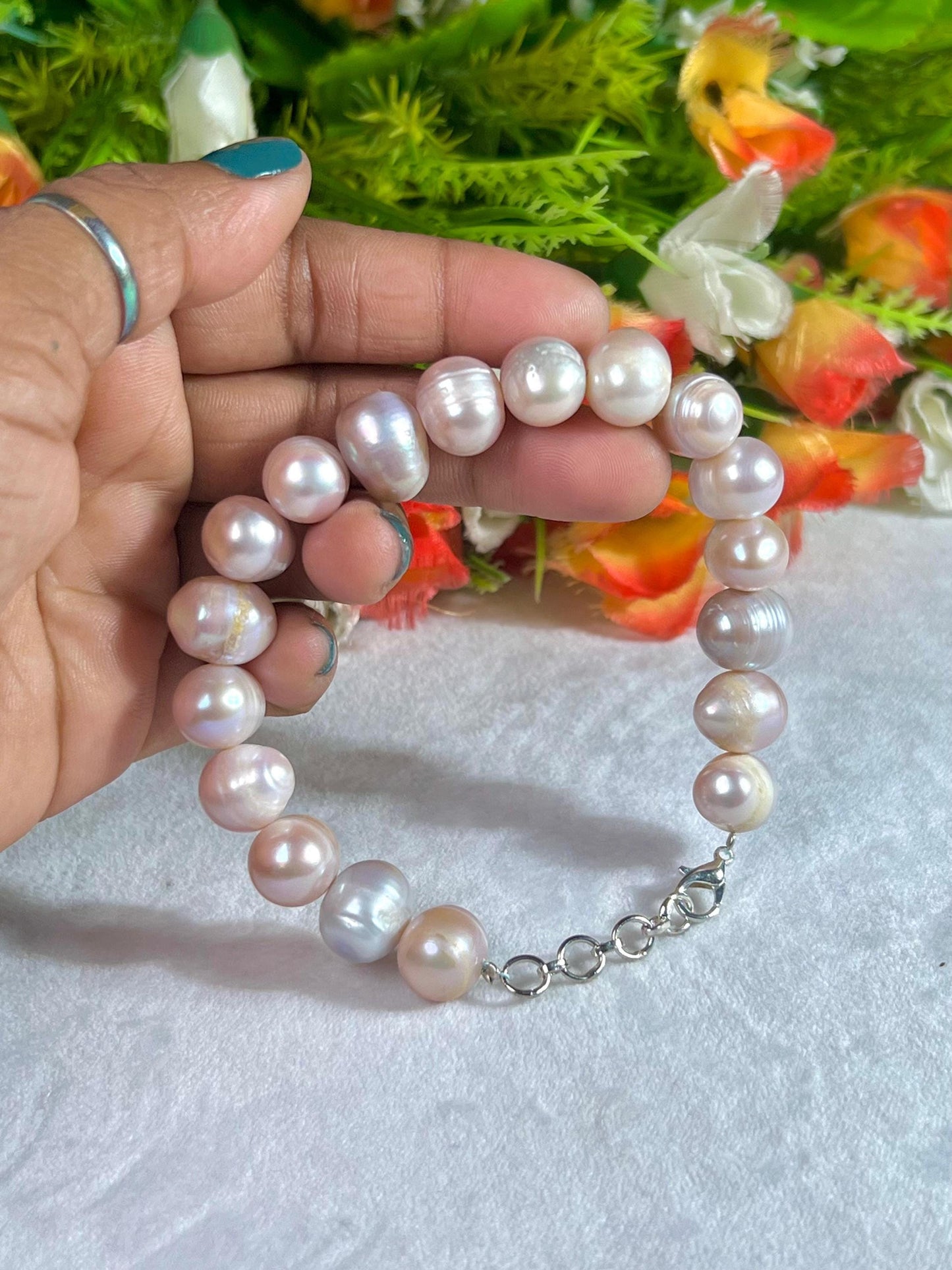 10 MM Pearl Stone Bracelet l Adjustable Bracelet l Unisex Bracelet