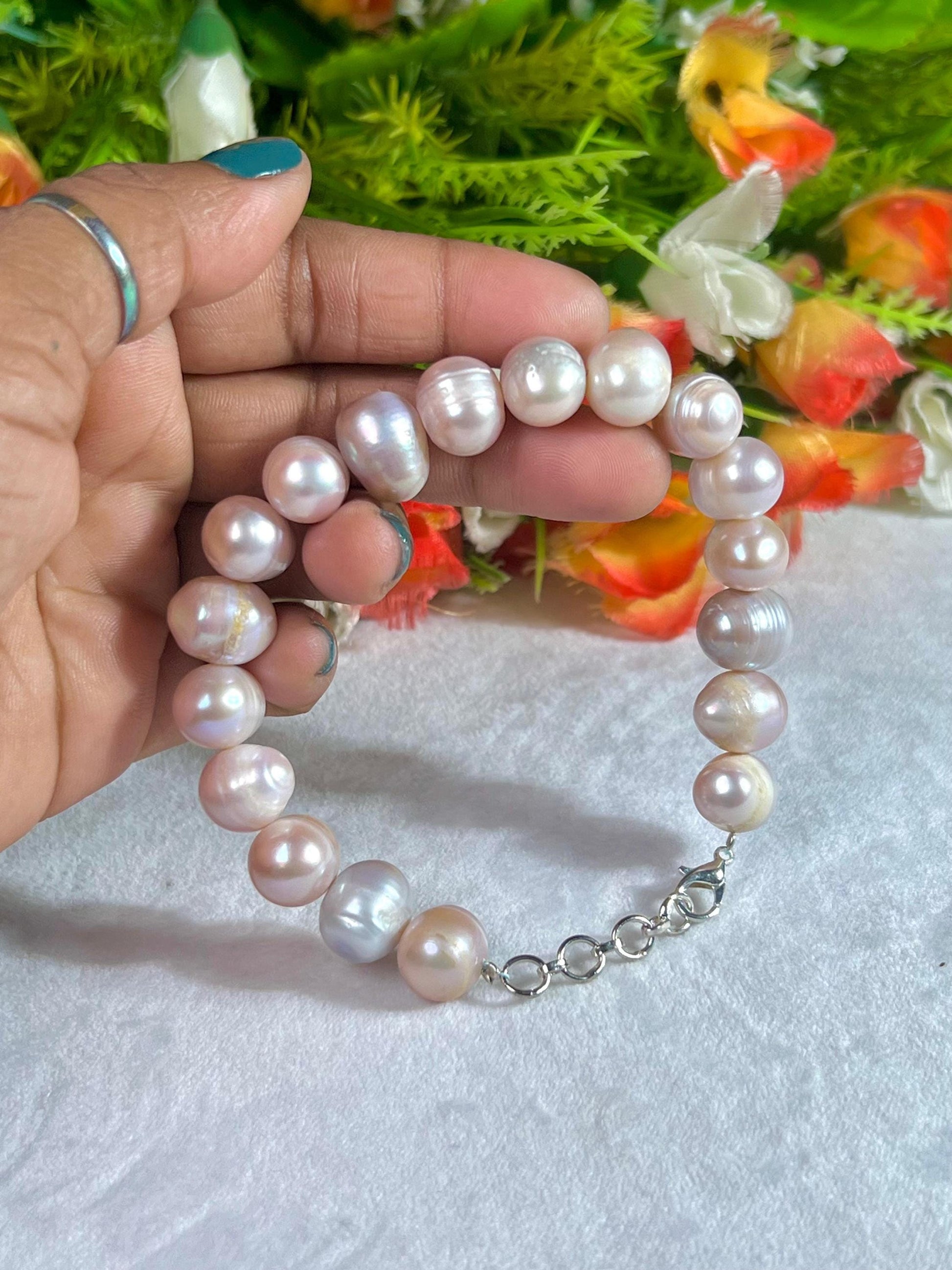 10 MM Pearl Stone Bracelet l Adjustable Bracelet l Unisex Bracelet