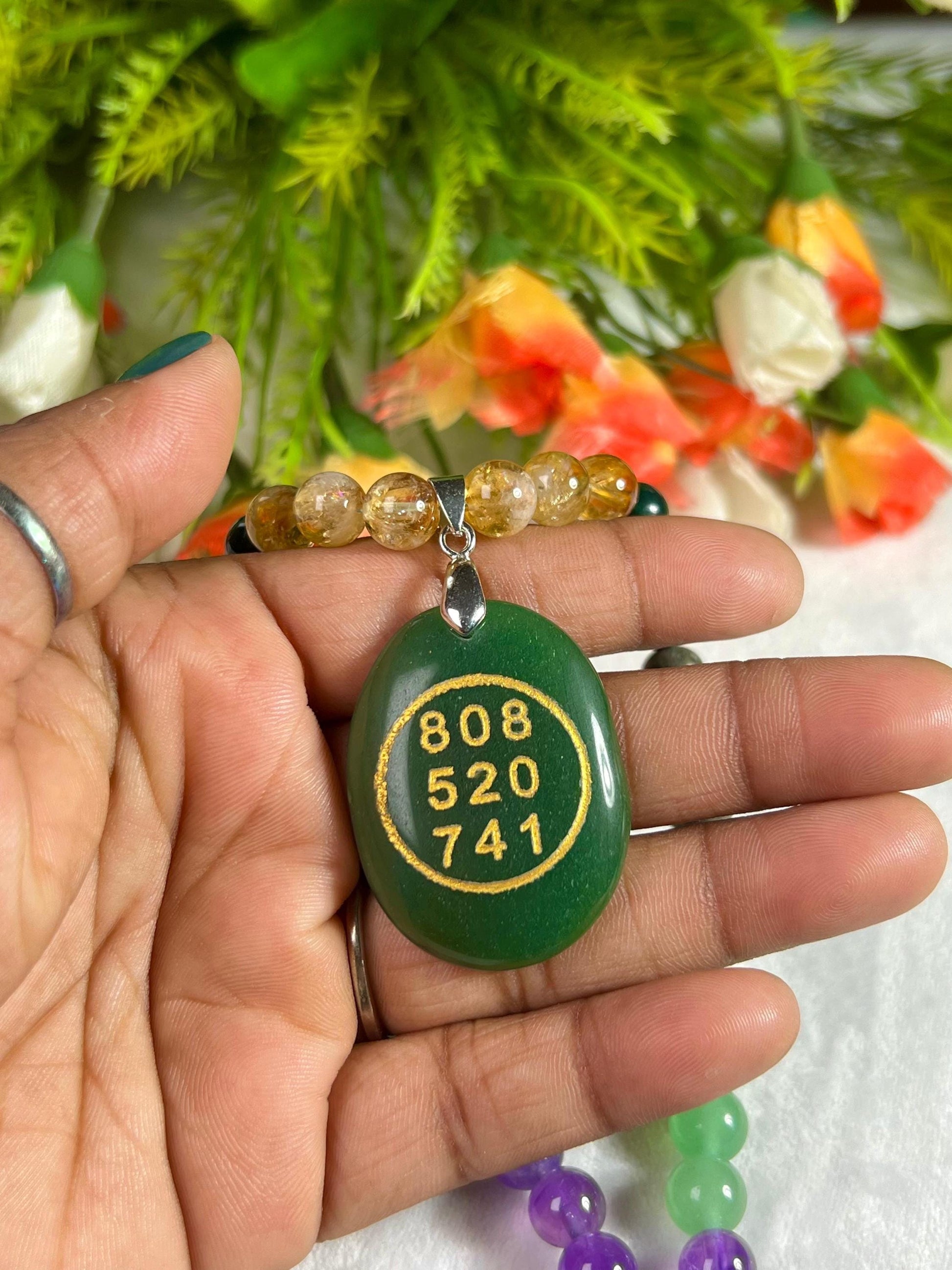 8 MM Money Wealth Stone Necklace 24 Inch