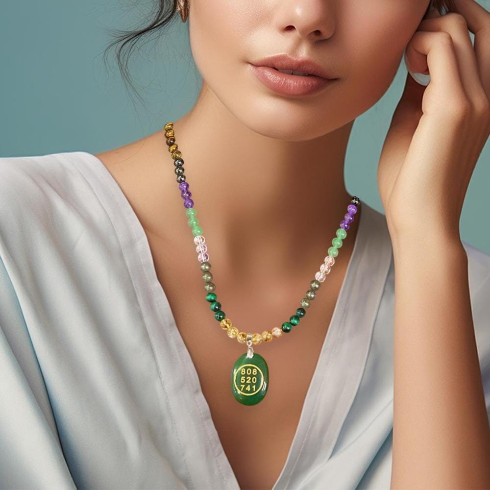 8 MM Money Wealth Stone Necklace 24 Inch