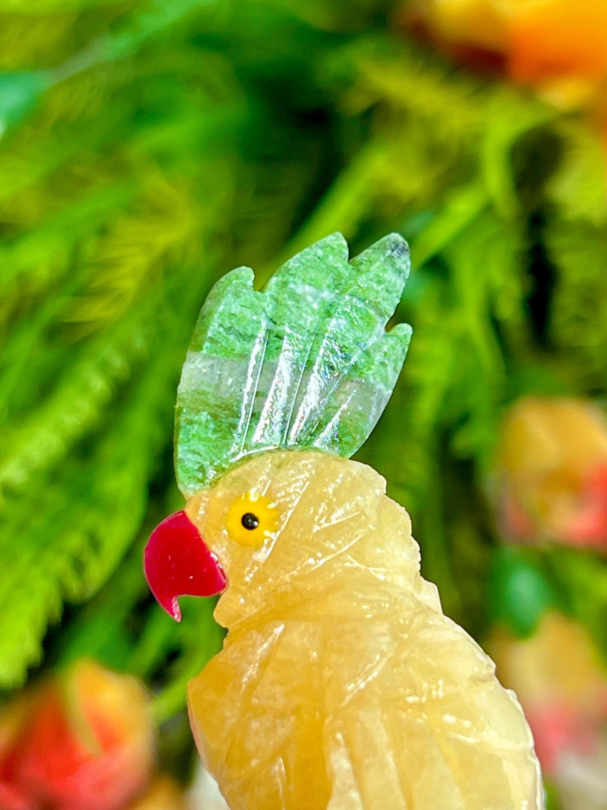 Beautiful Yellow Calcite Stone Parrot Bird On Amethyst Geode Mineral Healing Crystal - Home Decoration-Reiki Healing - Gift for All