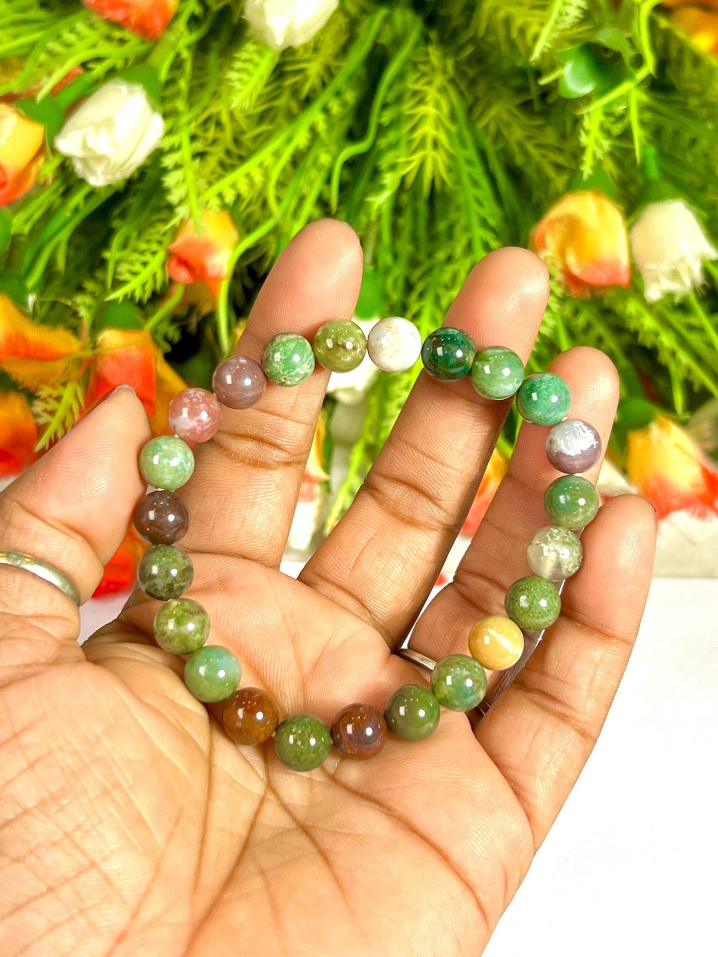 Fancy Agate Stone Bracelet l Stretchable Bracelet l Unisex Bracelet l 8 MM Bracelet
