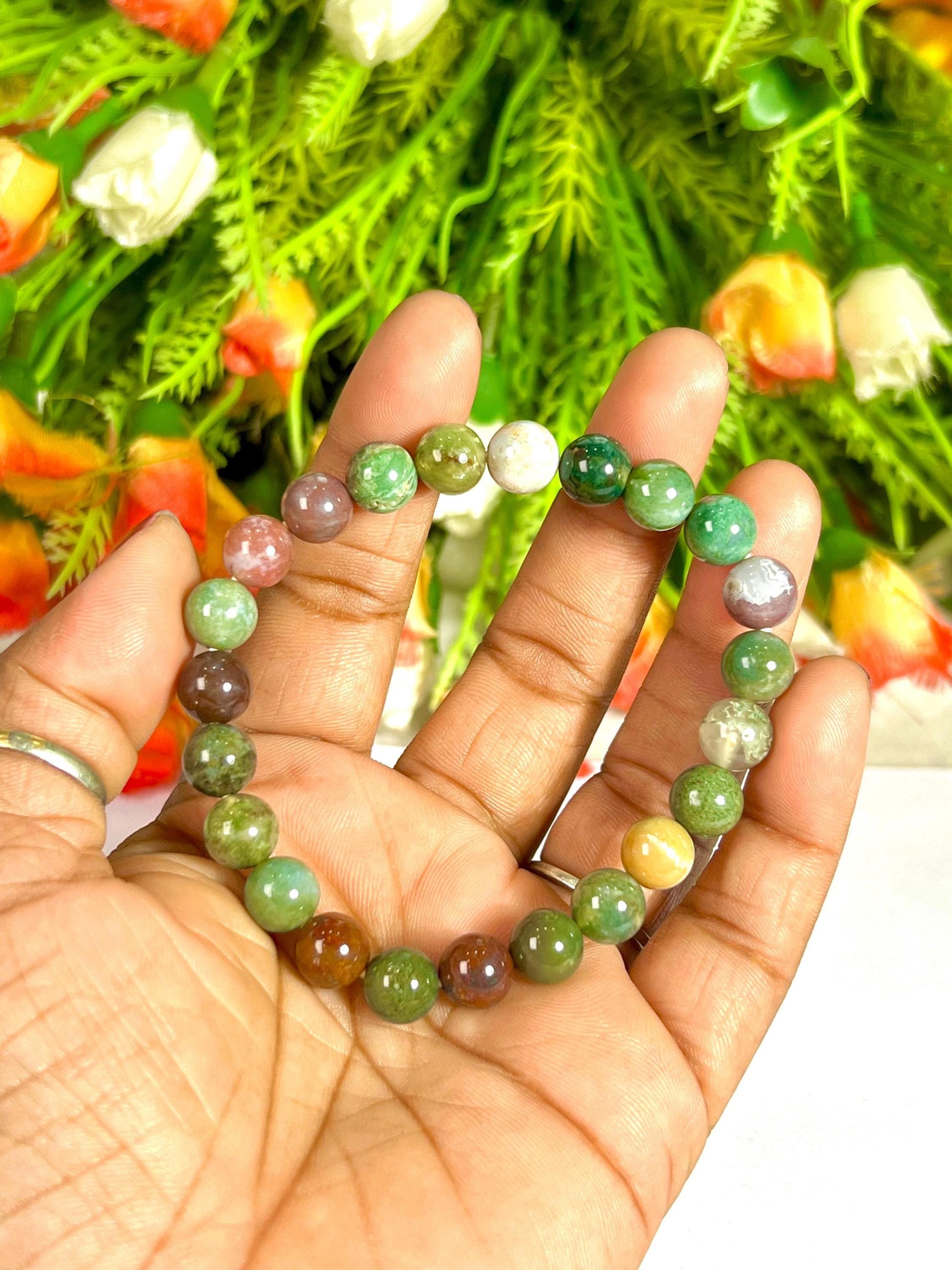 Fancy Agate Stone Bracelet l Stretchable Bracelet l Unisex Bracelet l 8 MM Bracelet