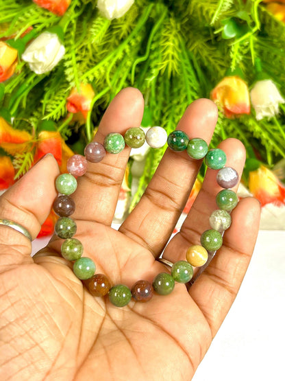 Fancy Agate Stone Bracelet l Stretchable Bracelet l Unisex Bracelet l 8 MM Bracelet