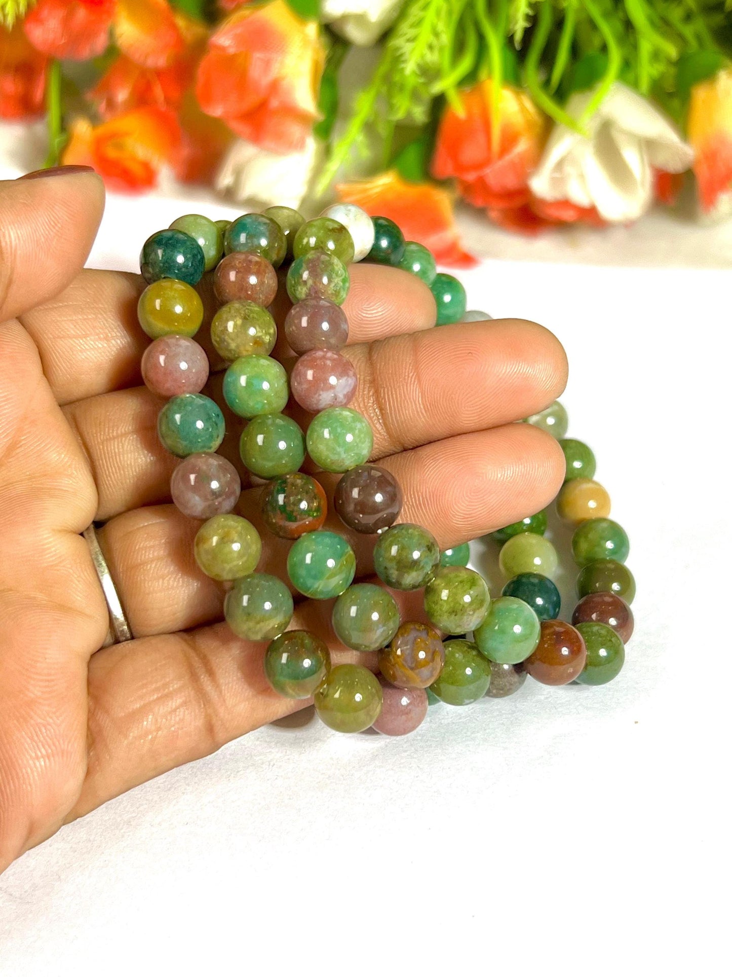 Fancy Agate Stone Bracelet l Stretchable Bracelet l Unisex Bracelet l 8 MM Bracelet