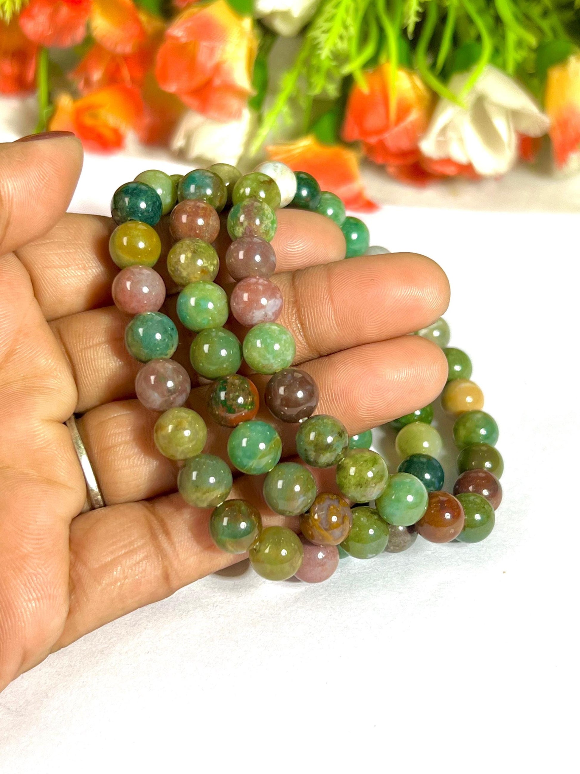 Fancy Agate Stone Bracelet l Stretchable Bracelet l Unisex Bracelet l 8 MM Bracelet
