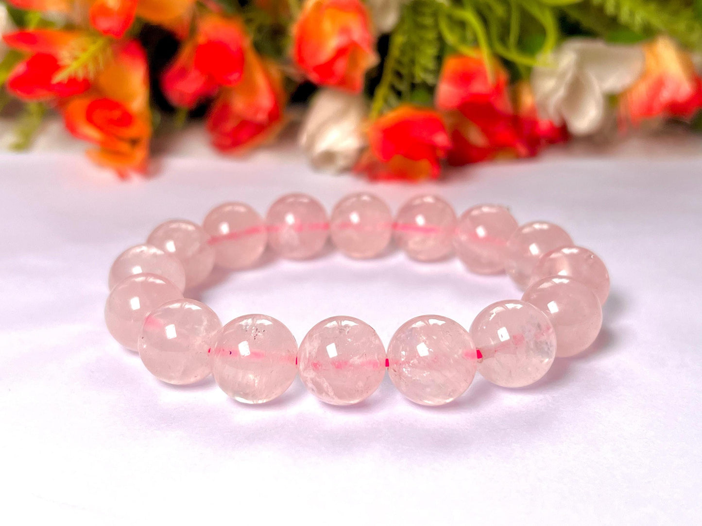 Men's 14 MM Rose Quartz Stone Bracelet| Jewelry for Men| Good For Love