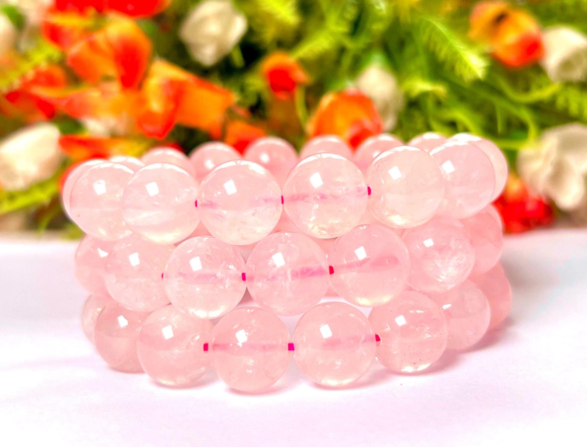Men's 14 MM Rose Quartz Stone Bracelet| Jewelry for Men| Good For Love