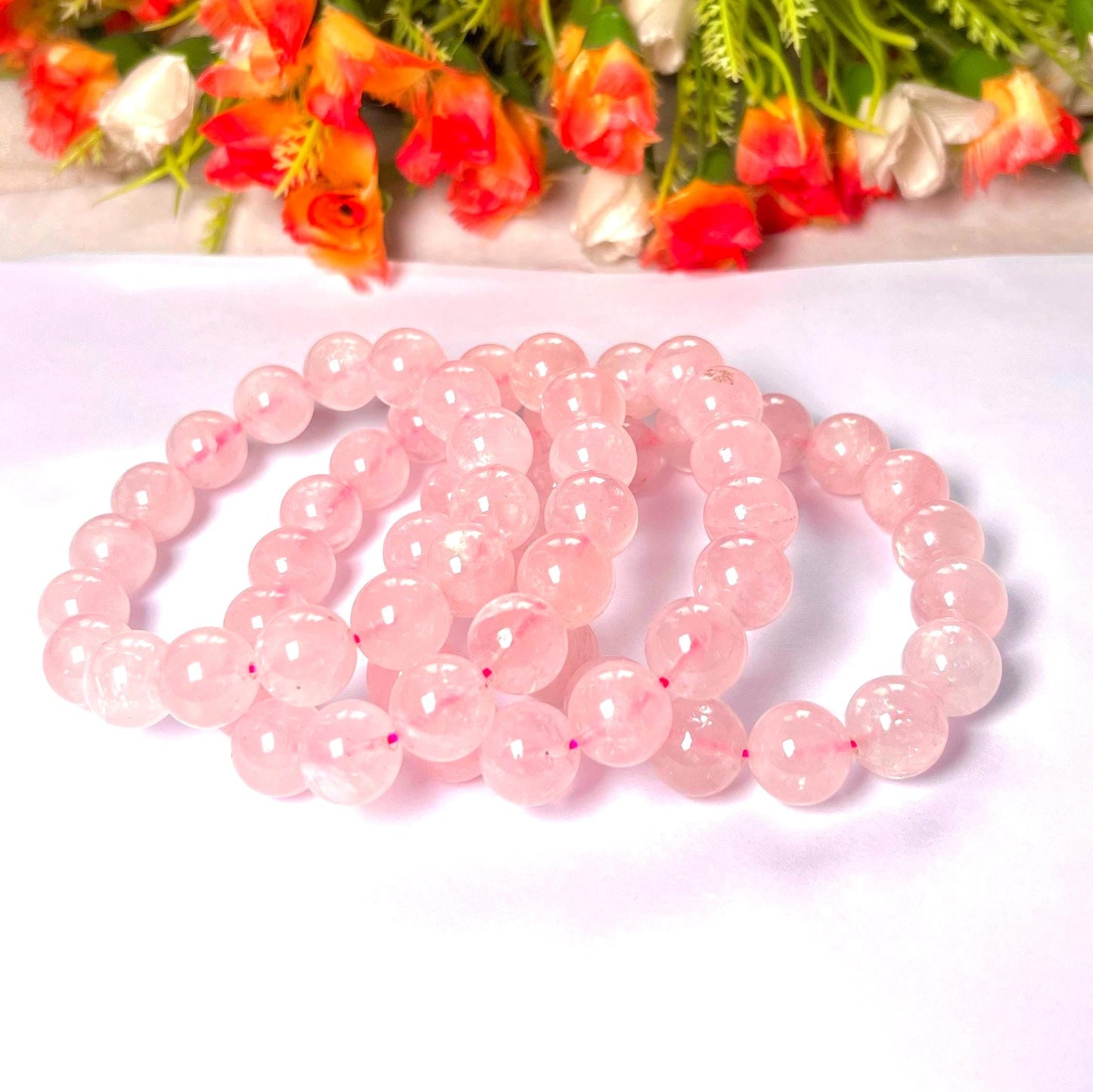 Men's 14 MM Rose Quartz Stone Bracelet| Jewelry for Men| Good For Love