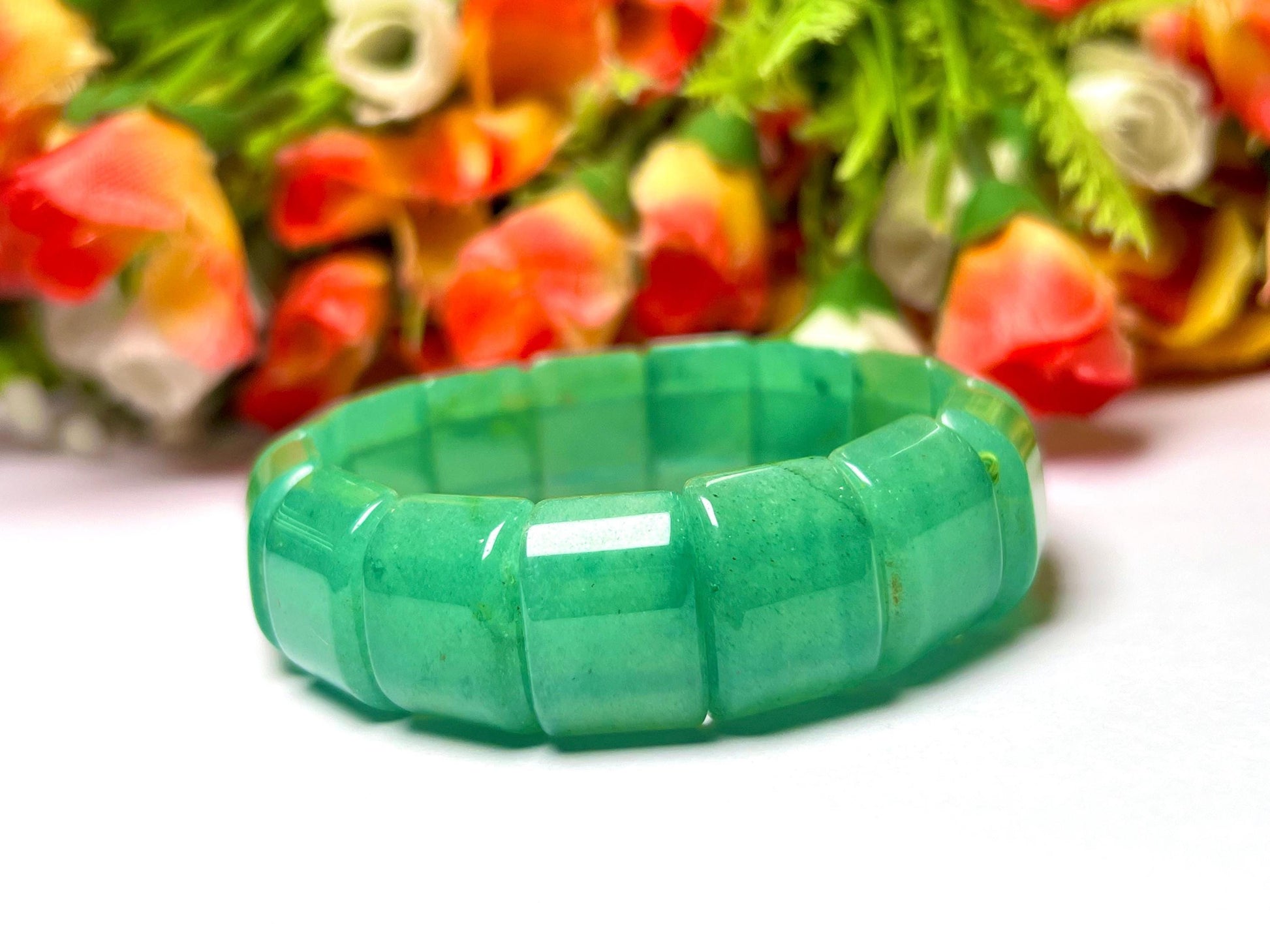 18 MM Green Aventurine Stone Bracelet l Stretchable Bracelet