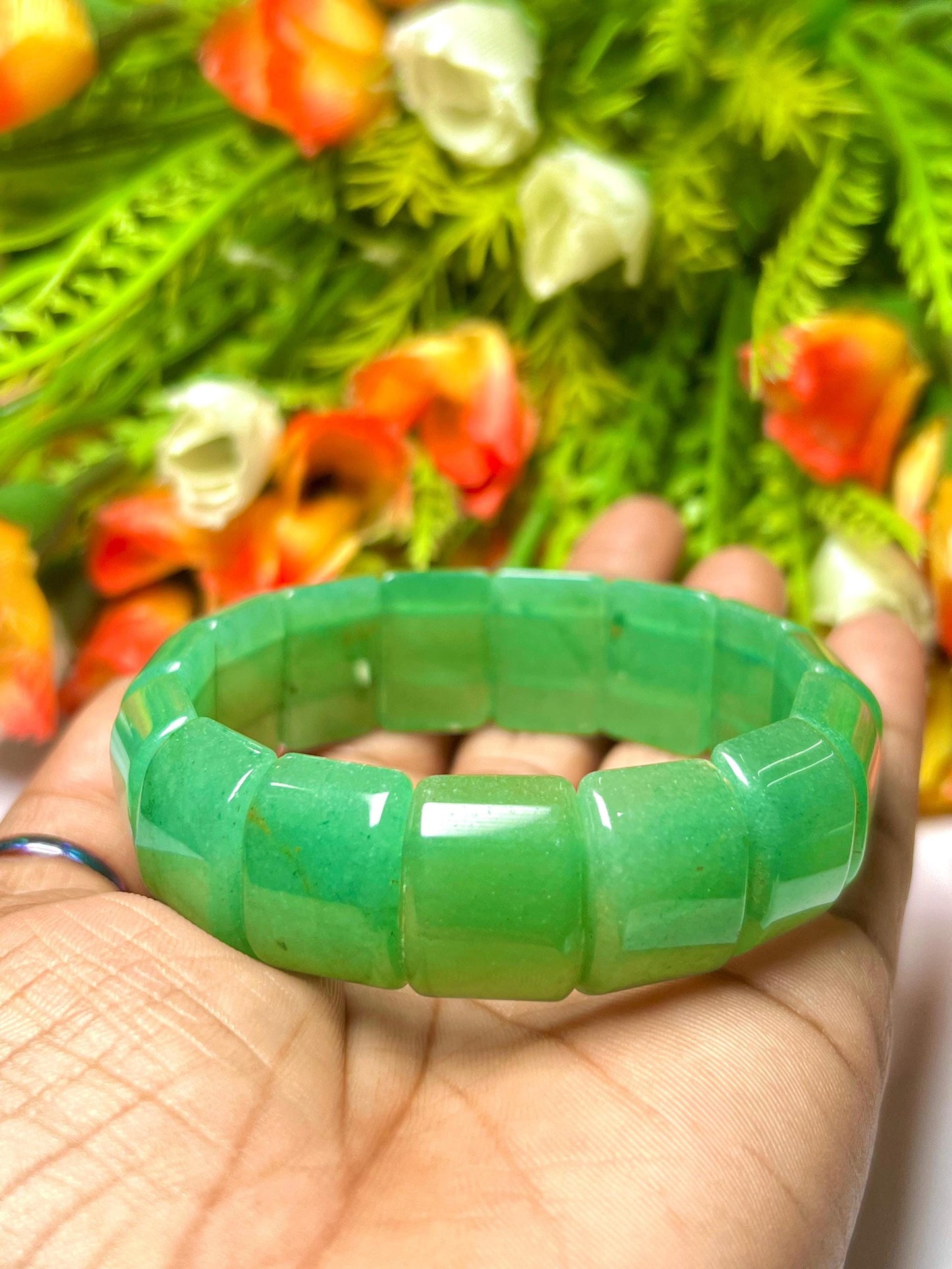 18 MM Green Aventurine Stone Bracelet l Stretchable Bracelet