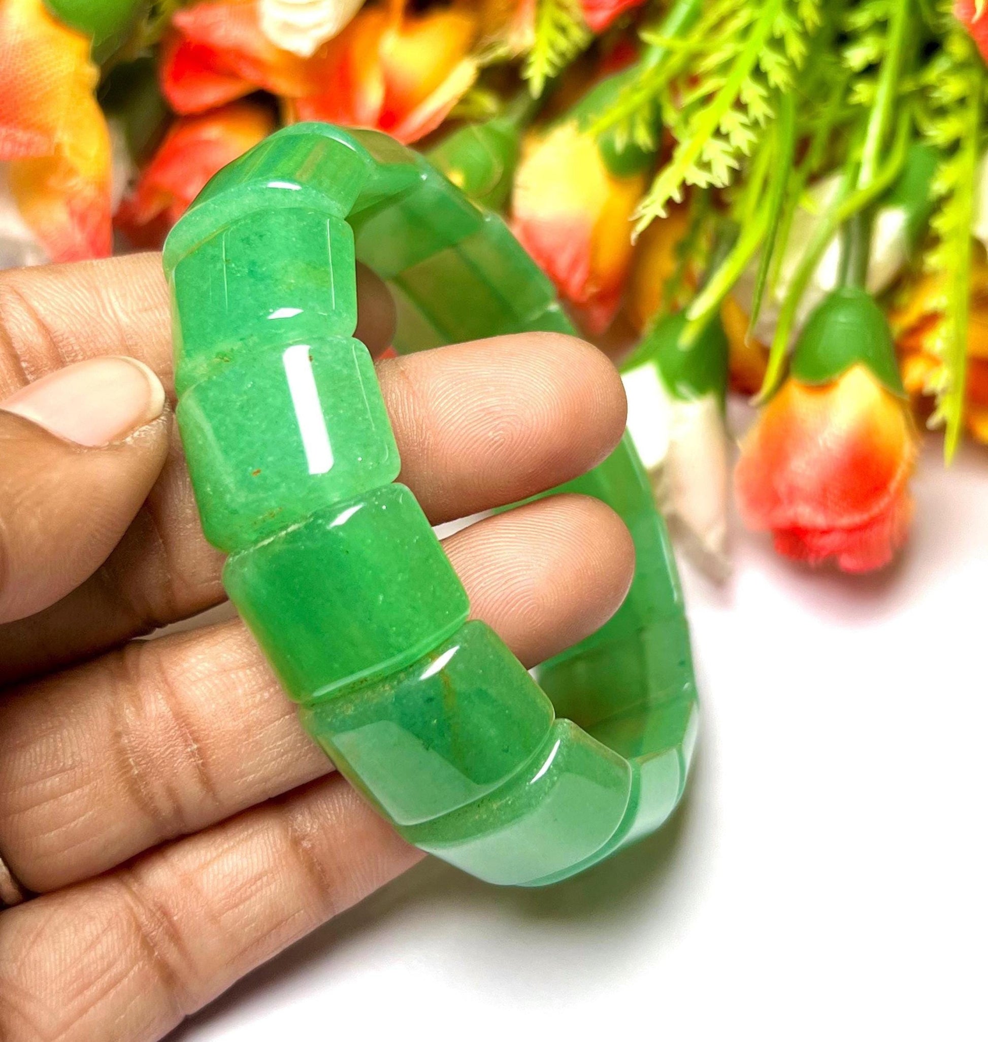 18 MM Green Aventurine Stone Bracelet l Stretchable Bracelet