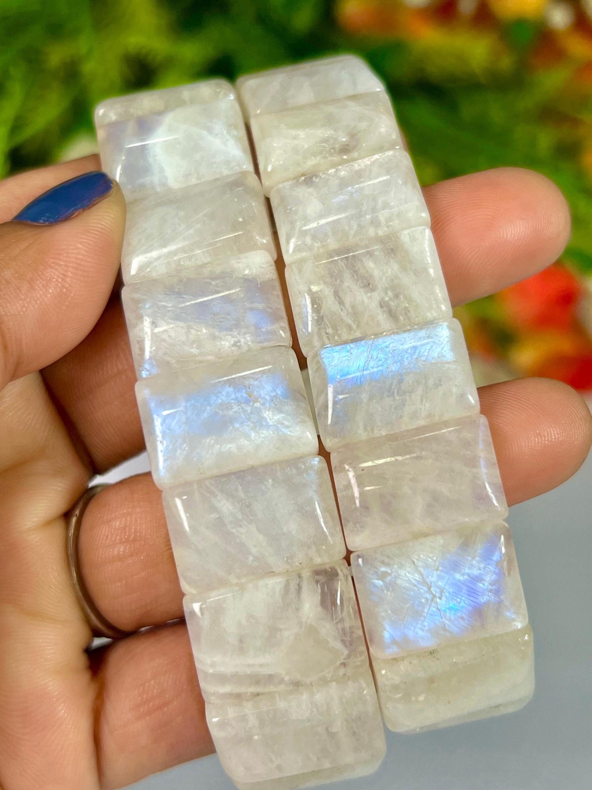 16 MM Rainbow Moonstone Stone Bengal Bracelet l Stretchable Bracelet l Unisex Bracelet AAAAA