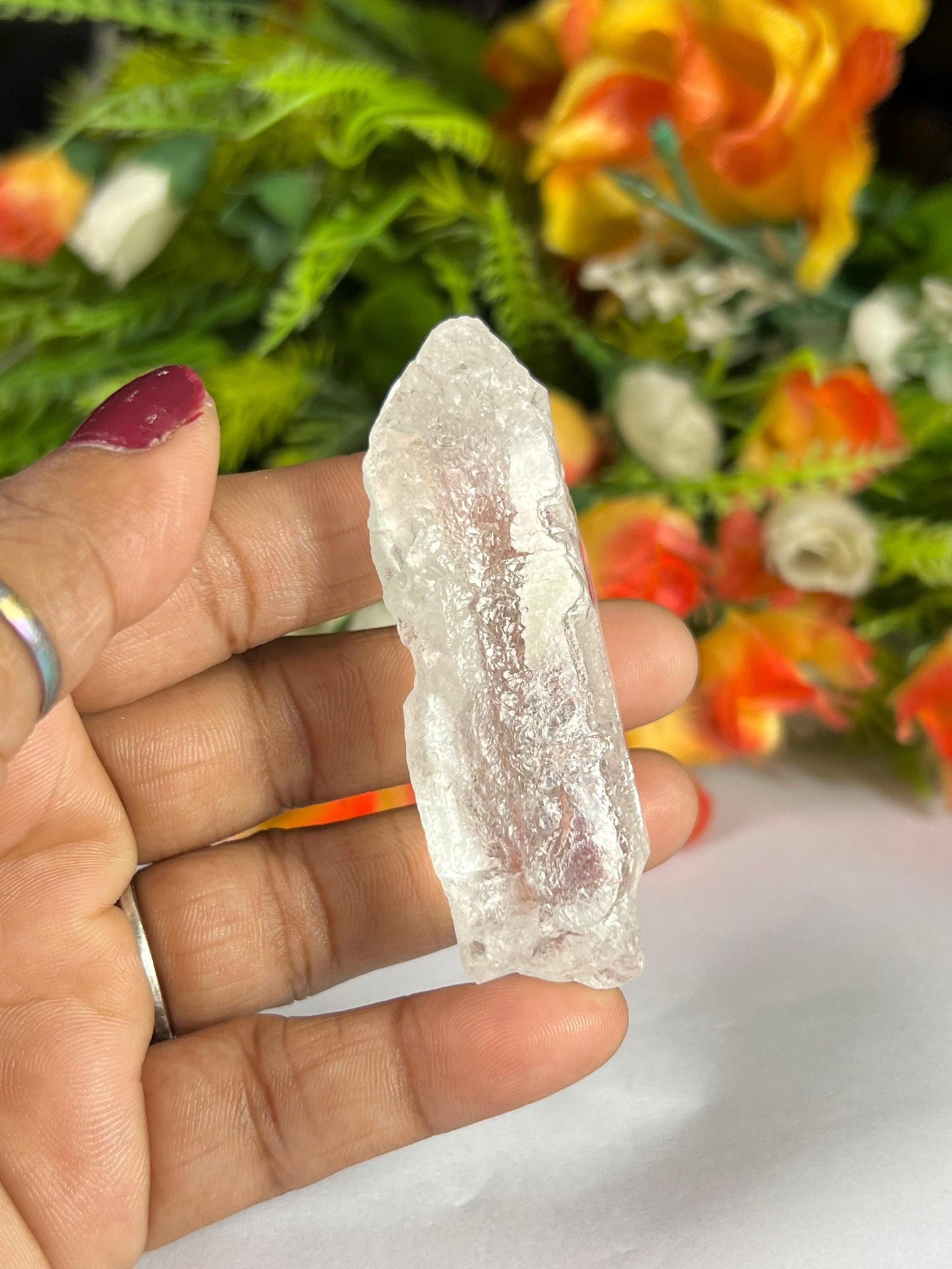 Premium Nirvana Quartz Crystal -Trigonic Quartz - Ice Quartz - Himalayan Quartz-Natural Rough Stone 37 Gram